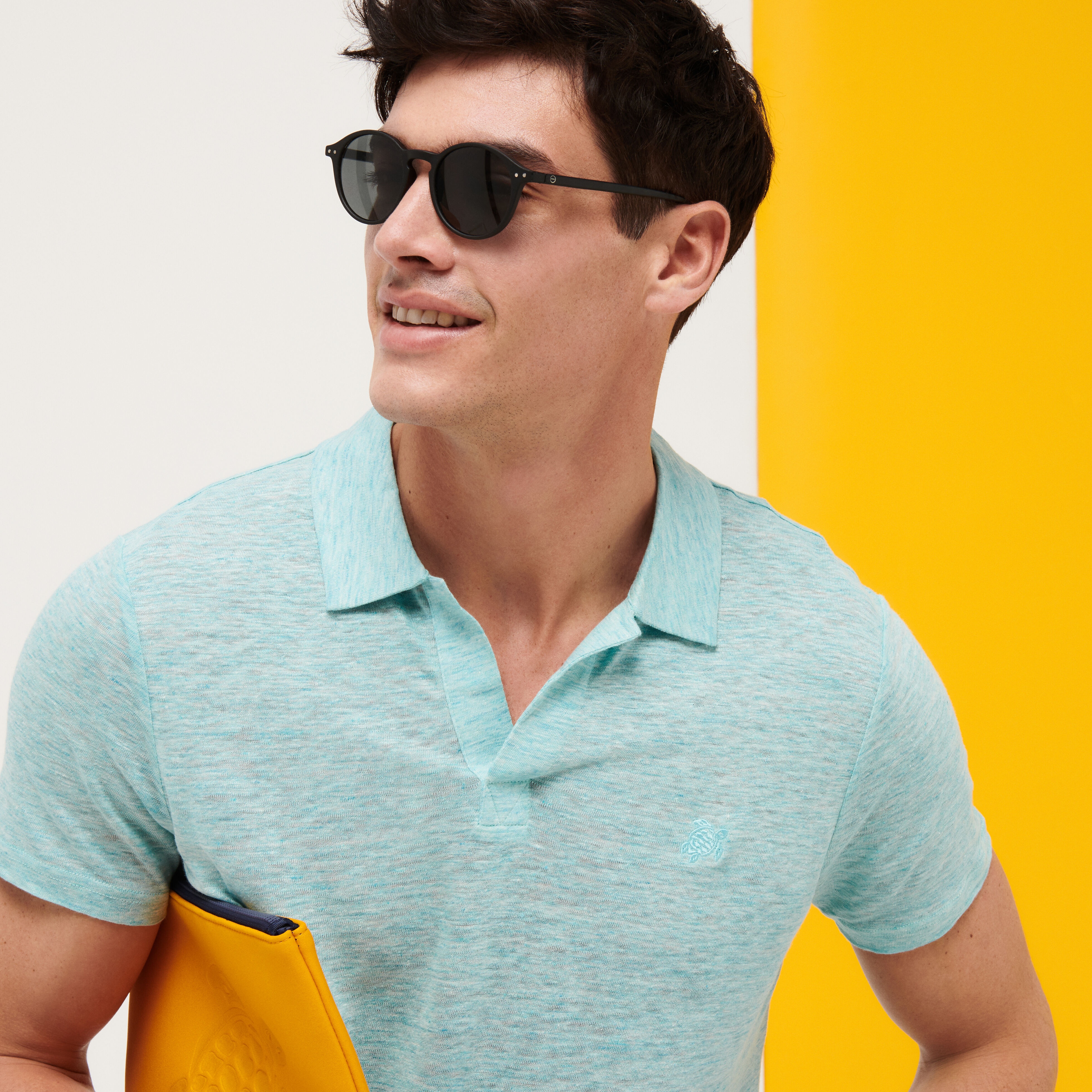 Men Linen Jersey Polo Shirt Solid - 7