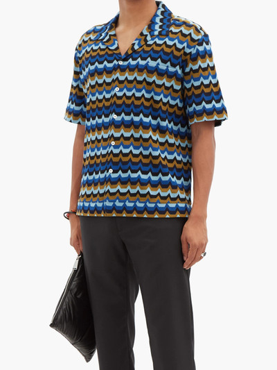 Missoni Cuban-collar zigzag-intarsia cotton shirt outlook