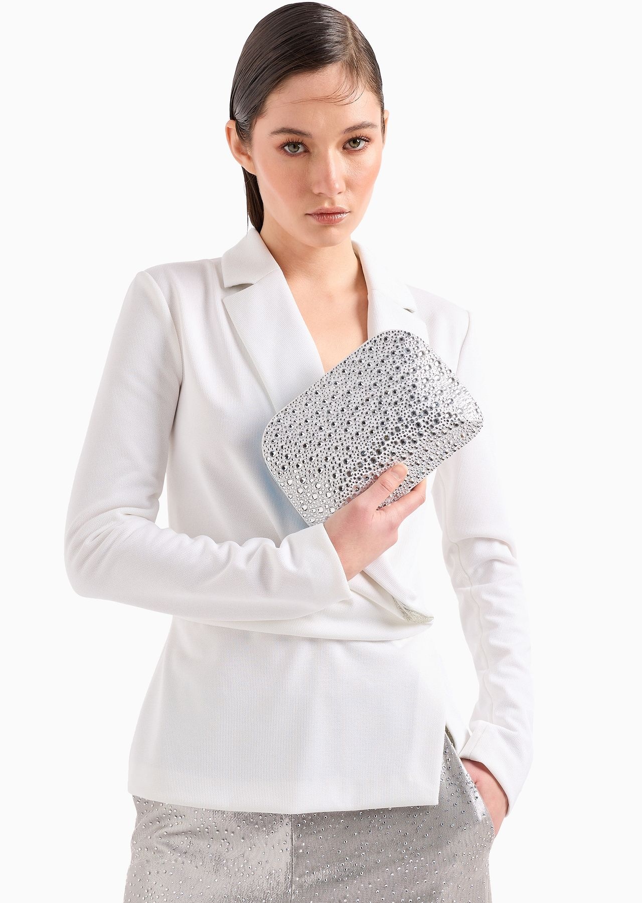 La Prima satin and rhinestone clutch bag - 8