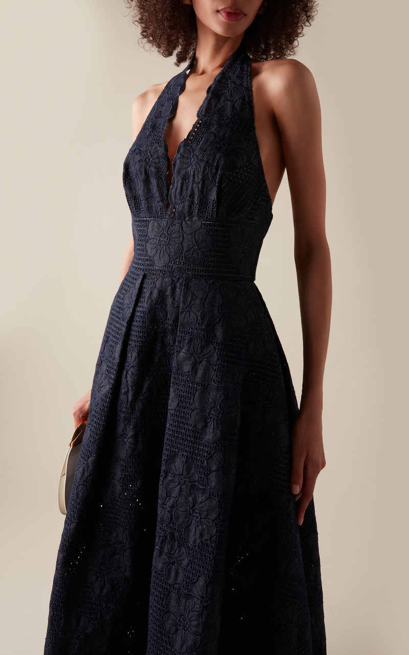 Embroidered Denim Maxi Dress blue 3