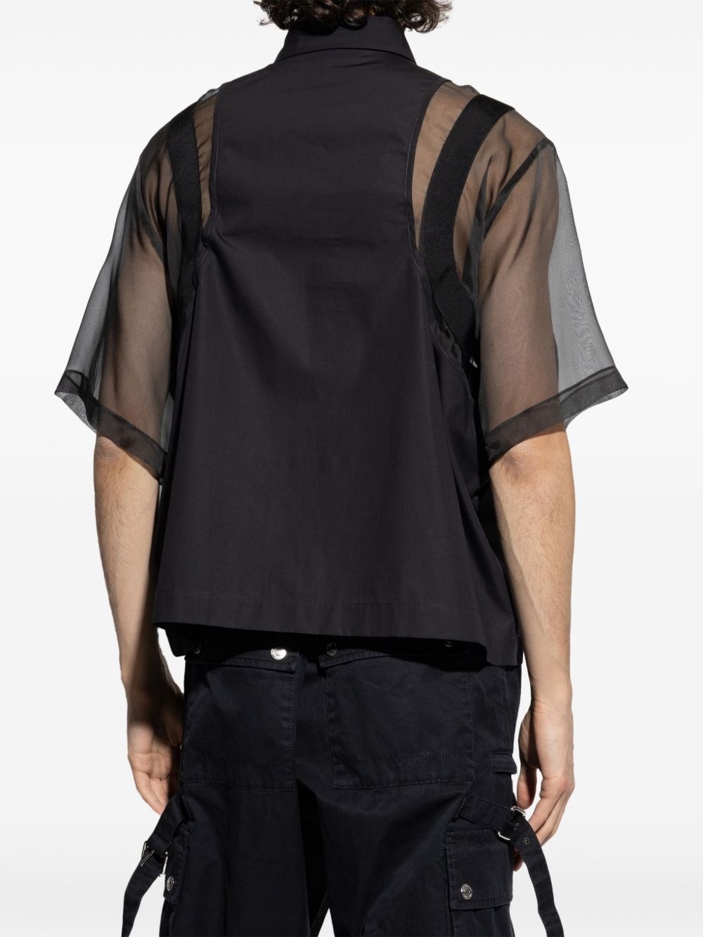 sheer-sleeve shirt - 4
