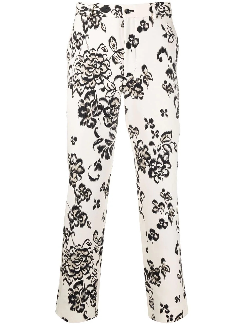 floral straight-leg trousers - 1