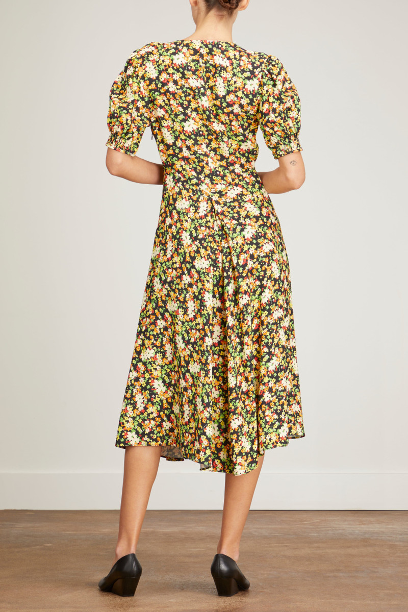 Short Sleeve V-Neck Midi Dress in Black 4