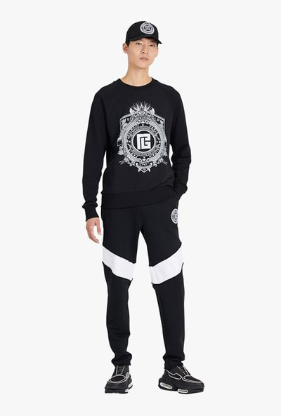 Balmain Black cotton sweatshirt with embroidered white Balmain Paris logo outlook