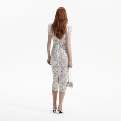 self-portrait Cream Cord Lace V-Neck Midi Dress outlook