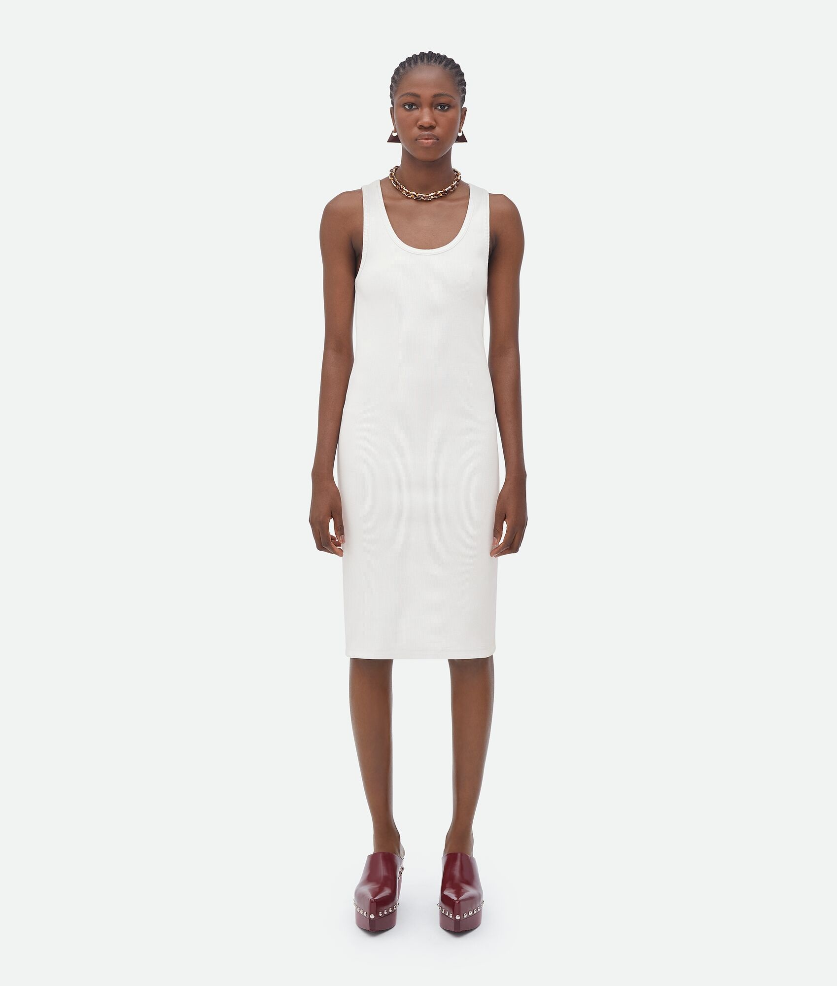 stretch rib cotton dress - 1