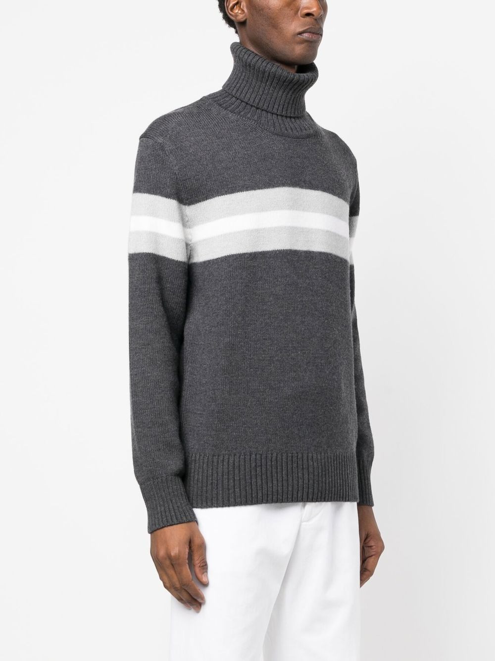 striped roll-neck jumper - 3