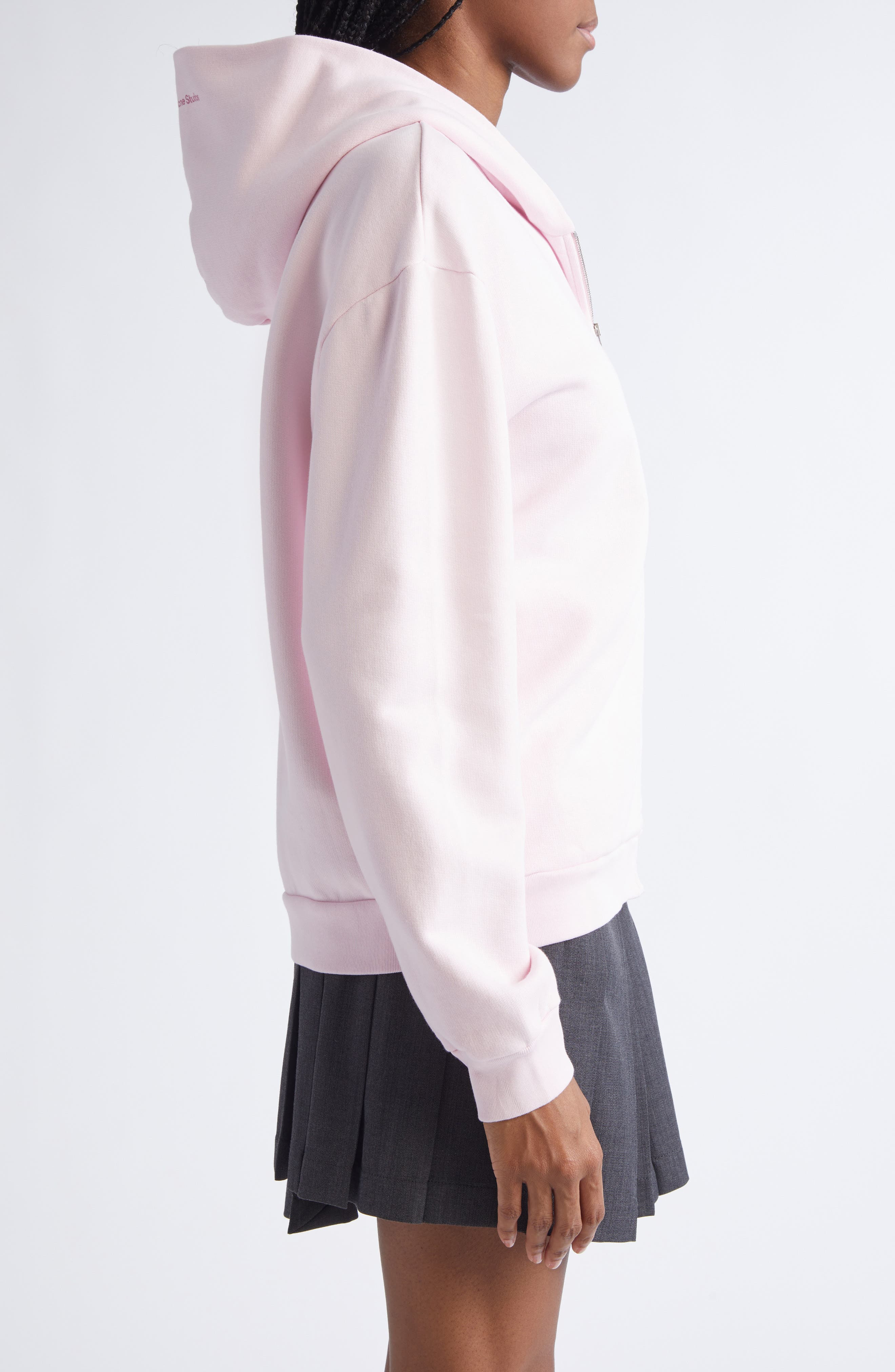 Acne Studios Fupiter Face Patch Fleece Zip Hoodie in Blossom Pink at Nordstrom - 3