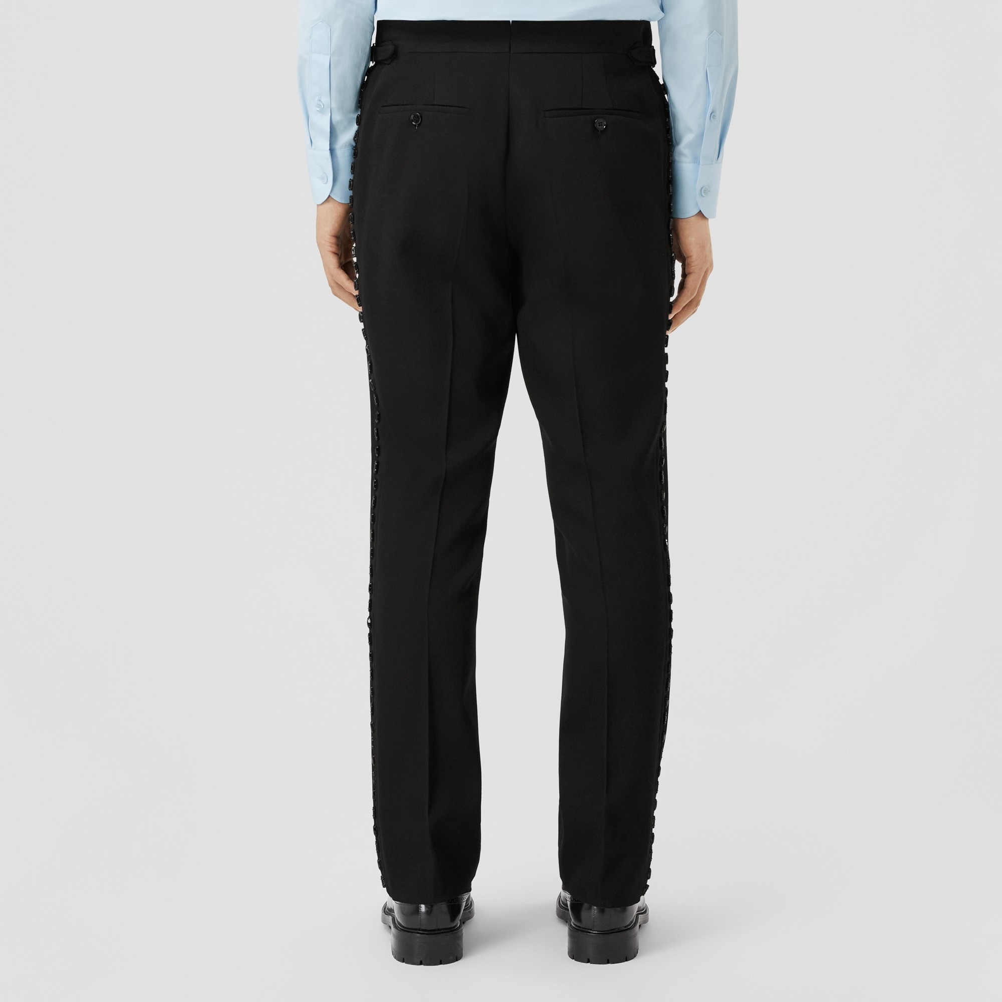 Classic Fit Crystal Stripe Wool Tuxedo Trousers - 3