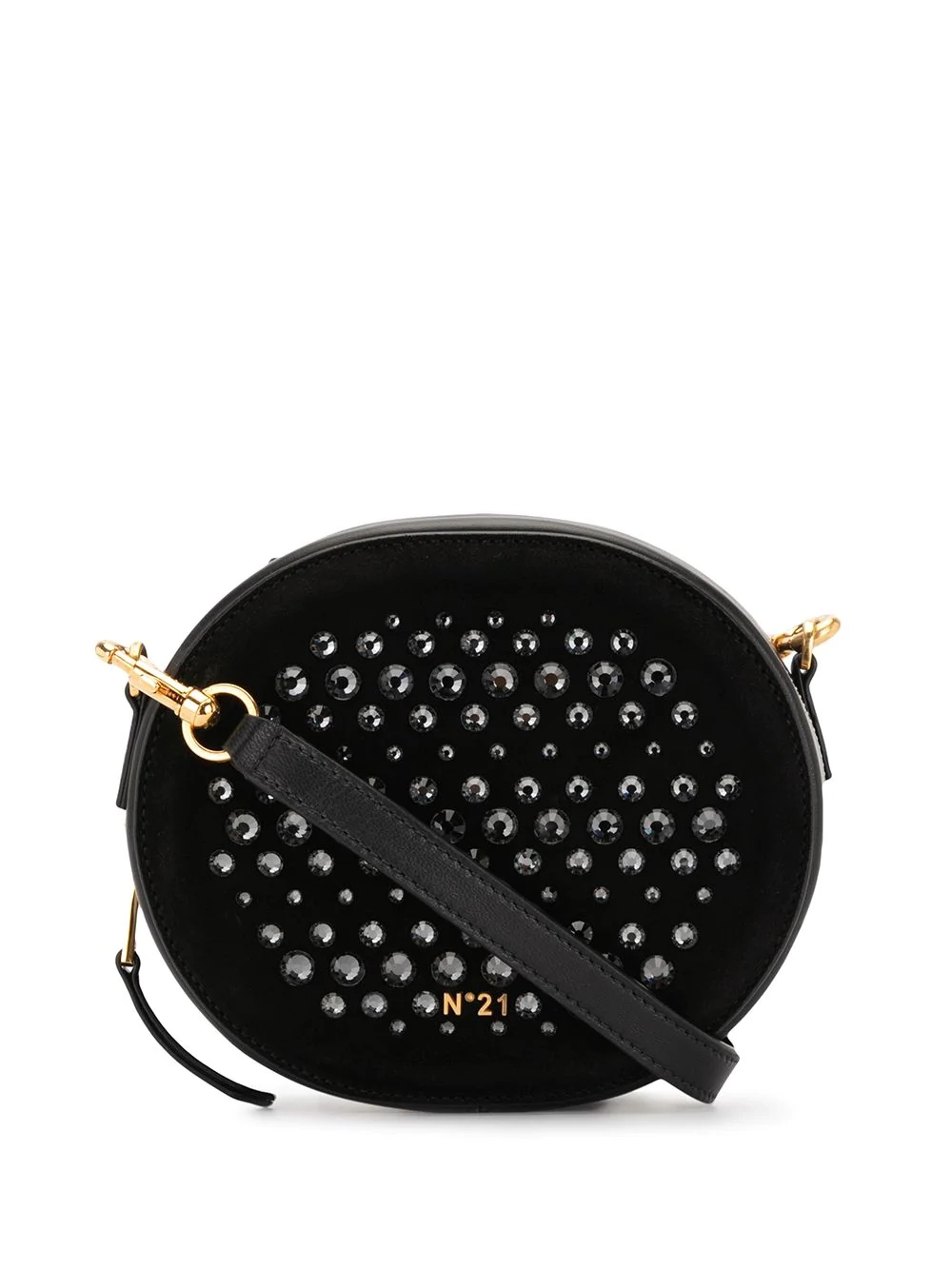 crystal-embellished circular crossbody bag - 1