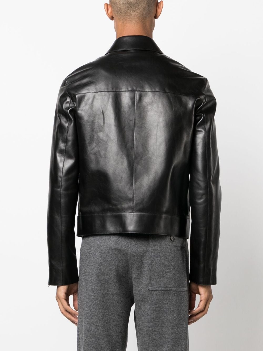 zip-up leather jacket - 4