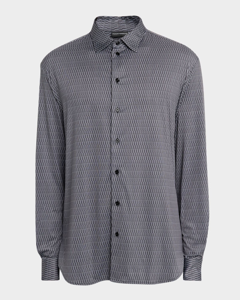 Men's Geometric Stretch Sport Shirt 1