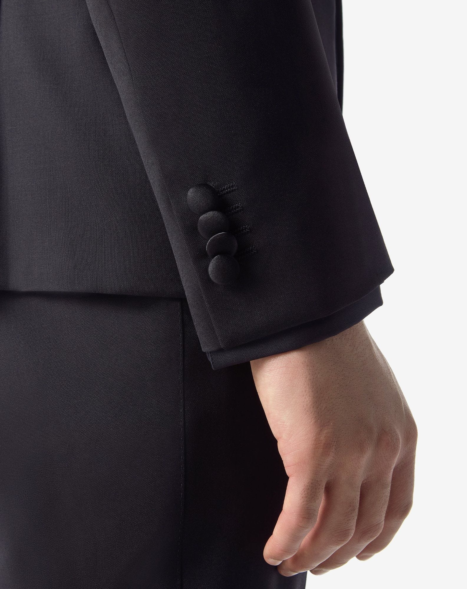 Black 130's wool tuxedo jacket - 5