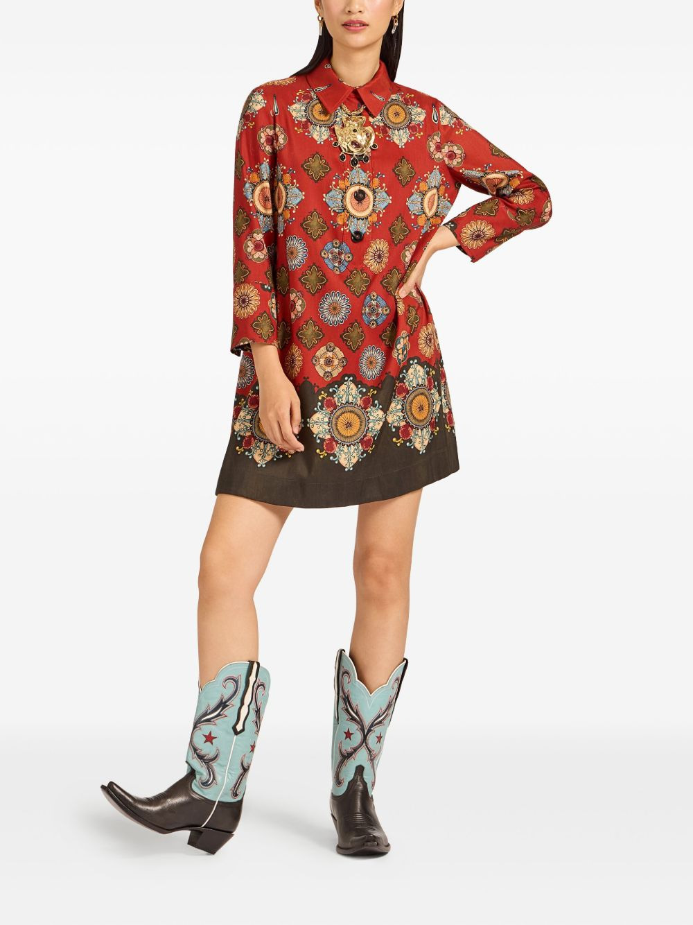 geometric-print mini day dress - 2