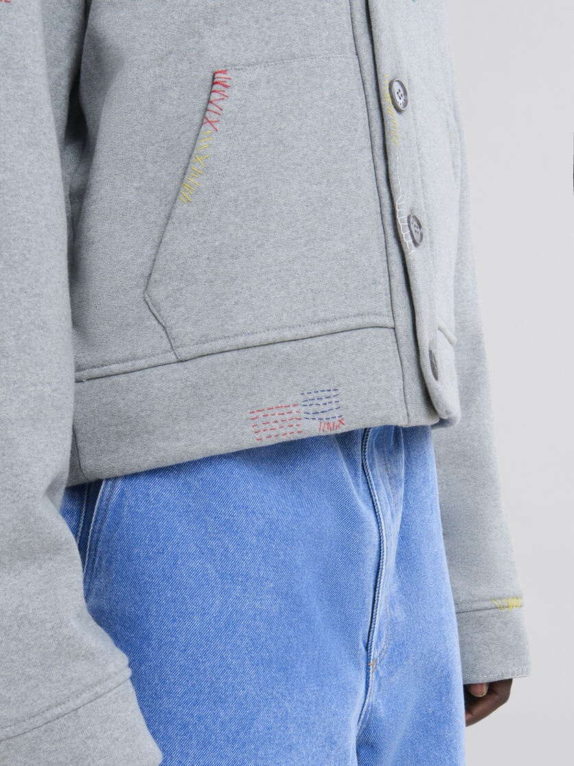 COTTON BLEND SWEATSHIRT STYLE CARDIGAN - 5