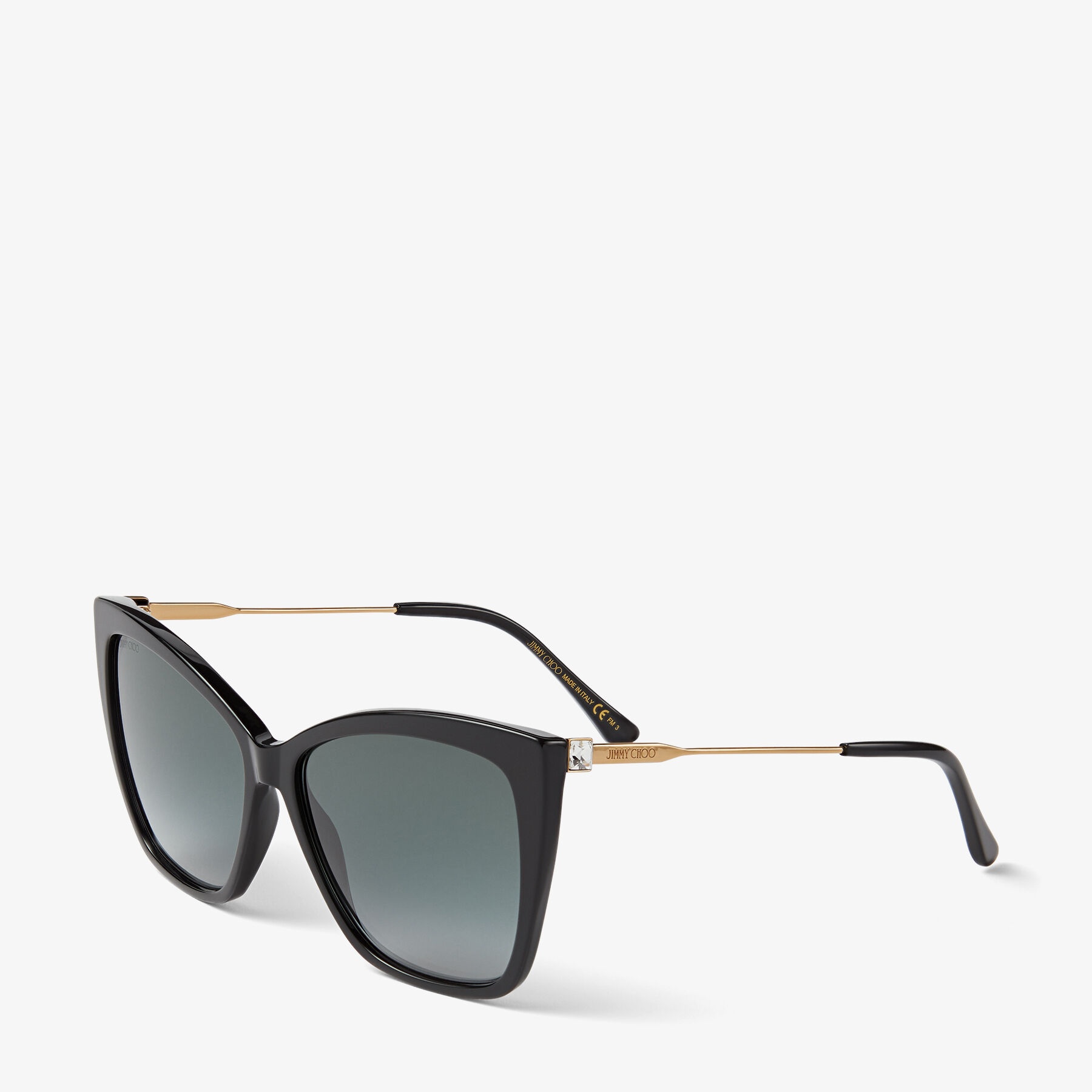 Seba
Black Round-Frame Sunglasses with Crystal Embellishment - 3