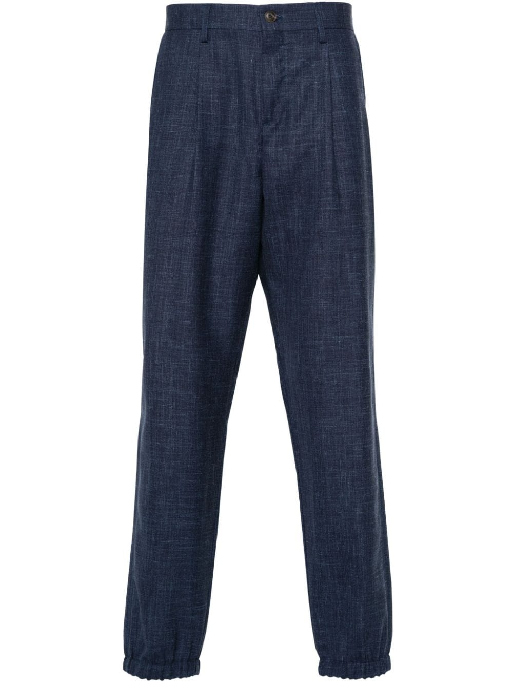 chambray wool-blend trousers - 1