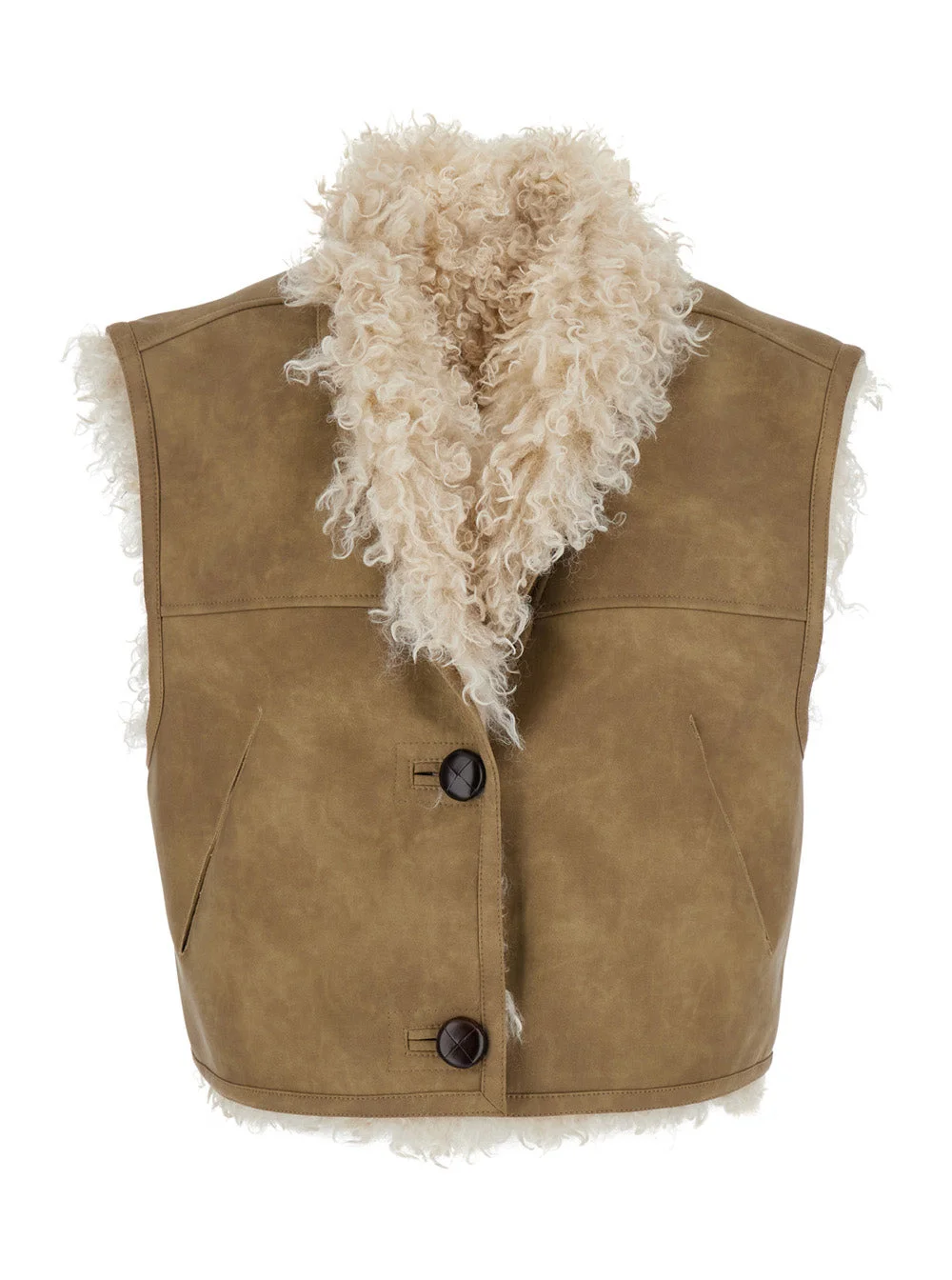 Isabel Marant Etoile Women Beige Shearling Coat With Reversible Deisgn And Button Closure In Fur Wom - 1