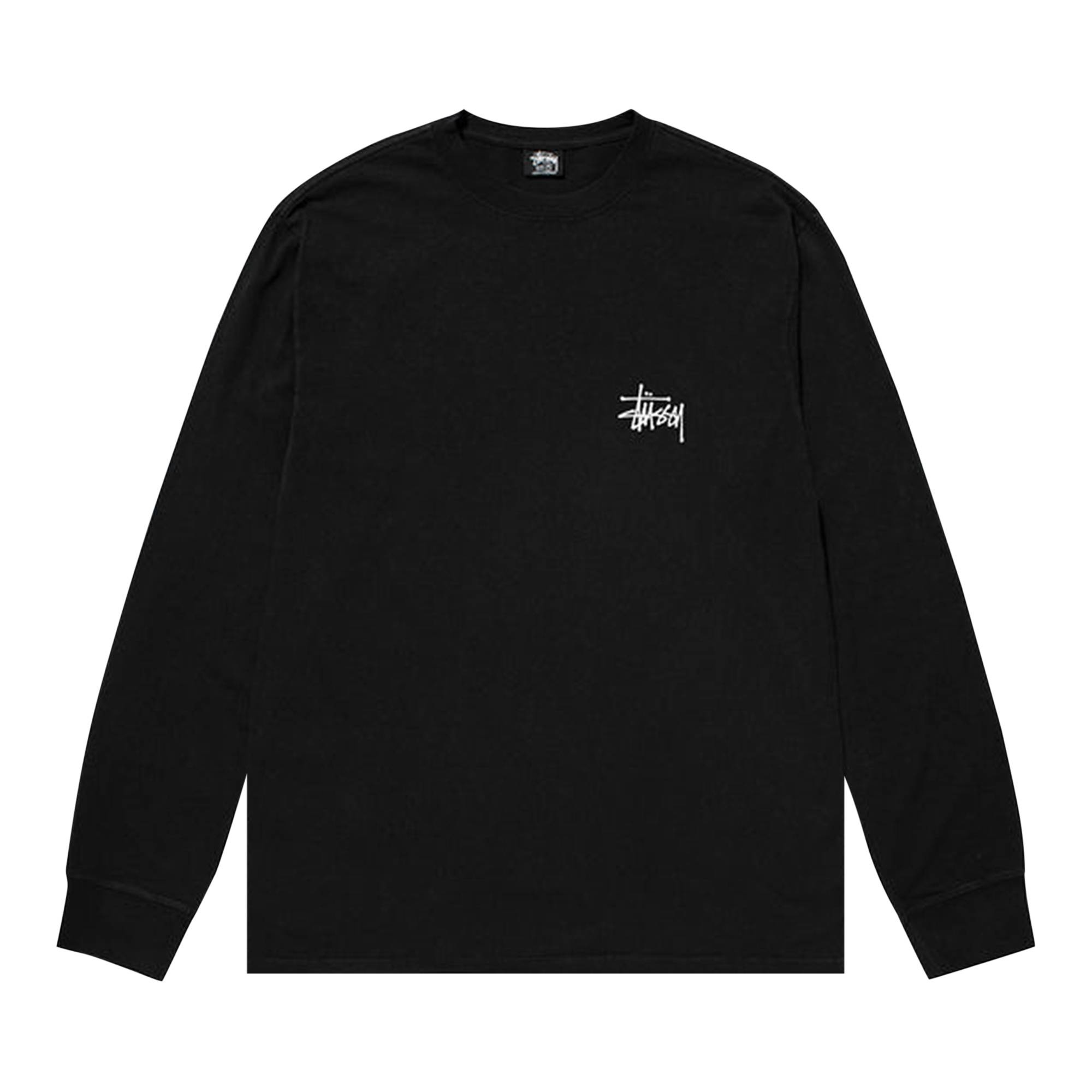 Stussy Basic Pigment Dyed Long-Sleeve Tee 'Black' - 1