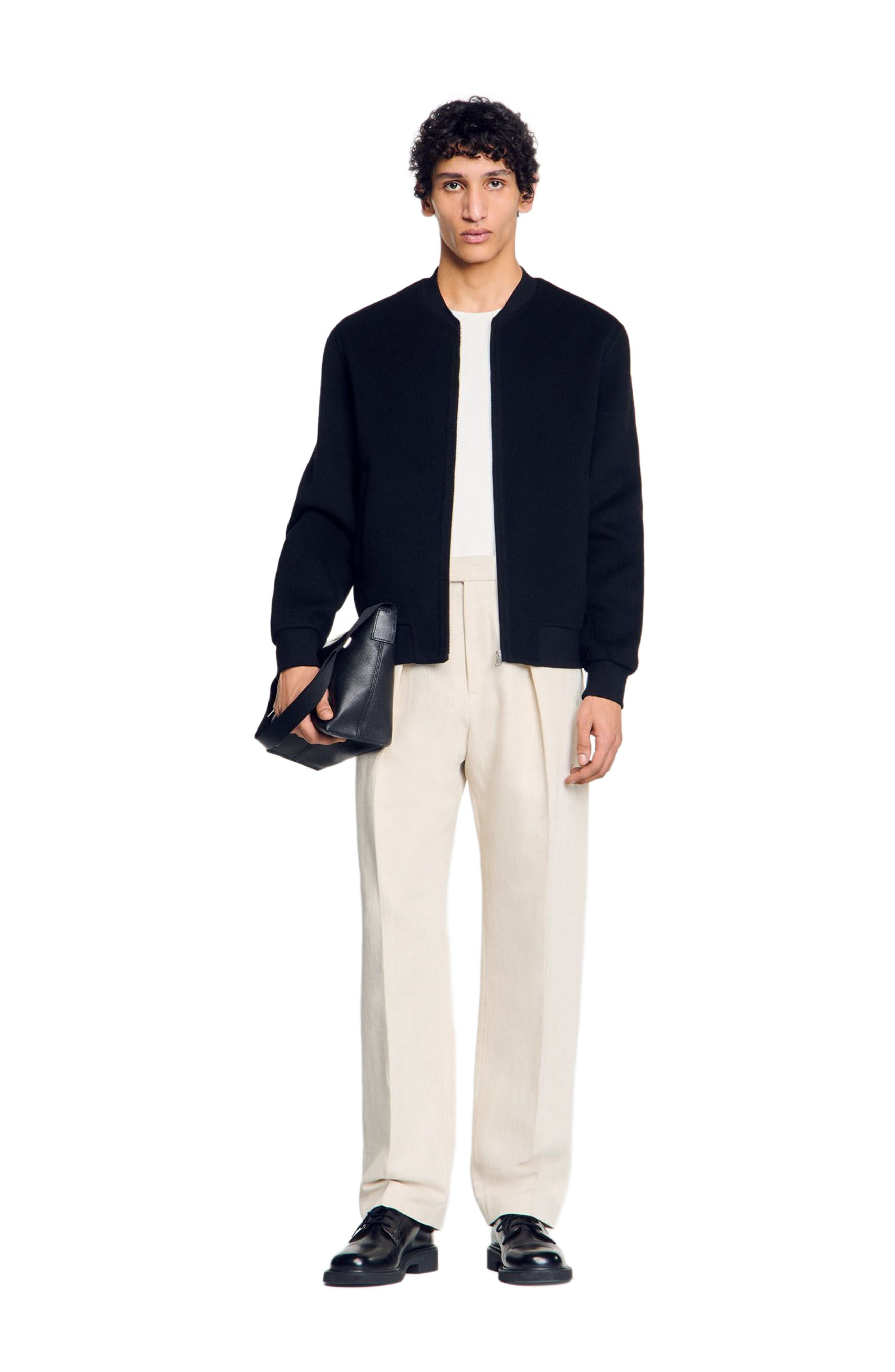SANDRO Double-faced wool jacket in Black at Nordstrom - 6