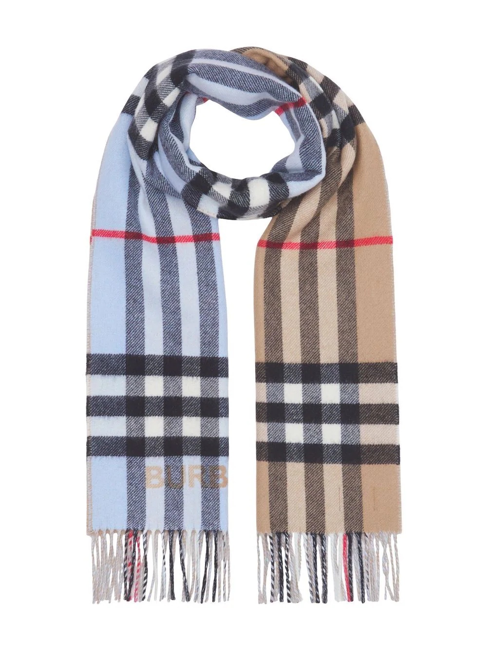 contrast check-pattern cashmere scarf - 4