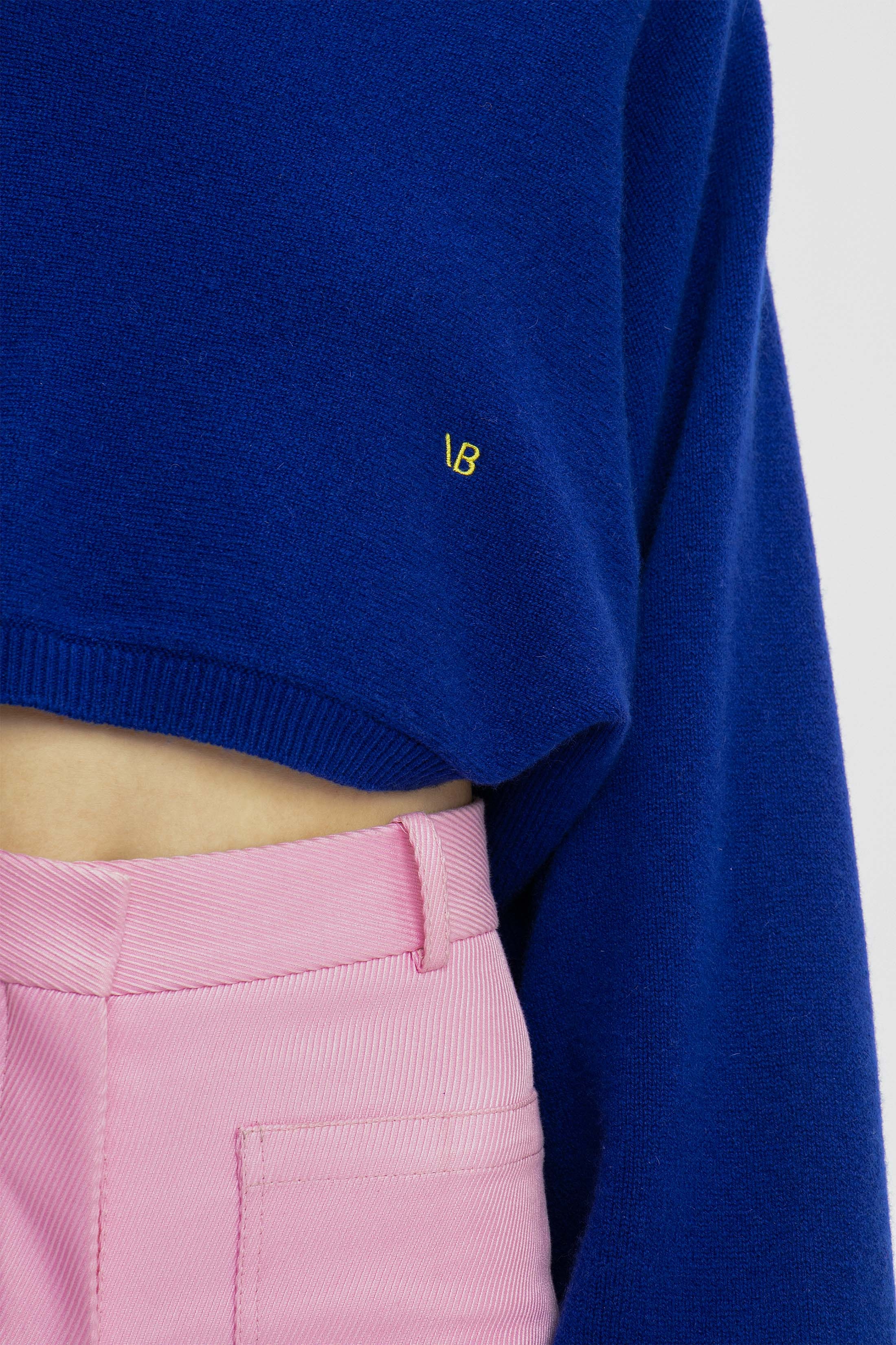 Asymmetric Cropped Jumper In Cobalt - 4