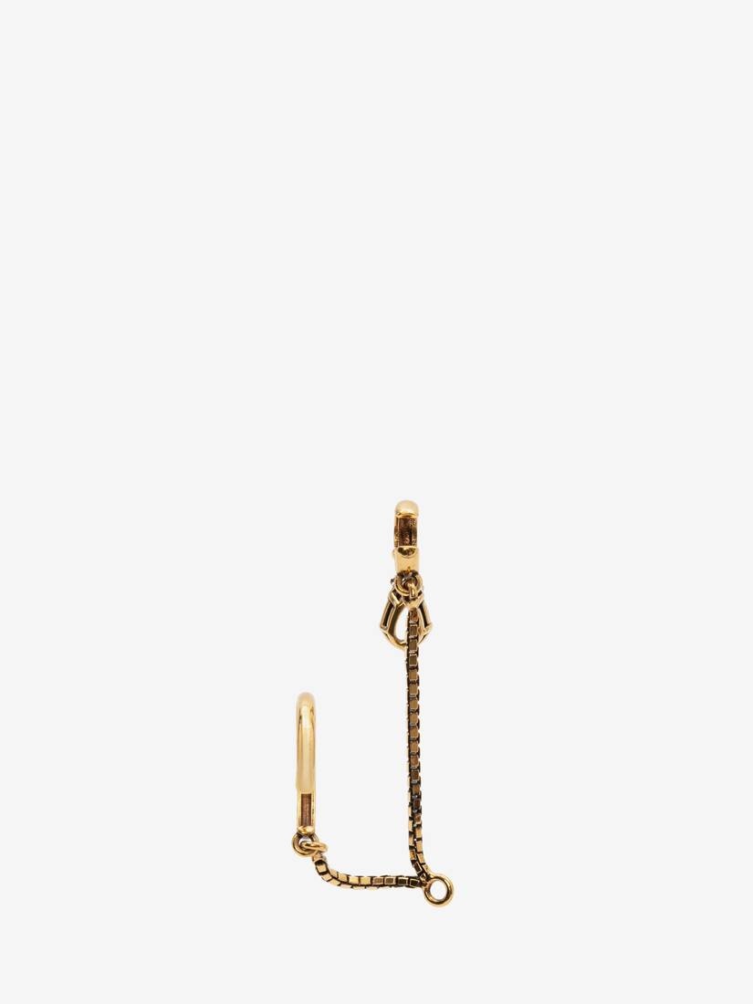Charm Chain Earcuff in Antique Gold - 3