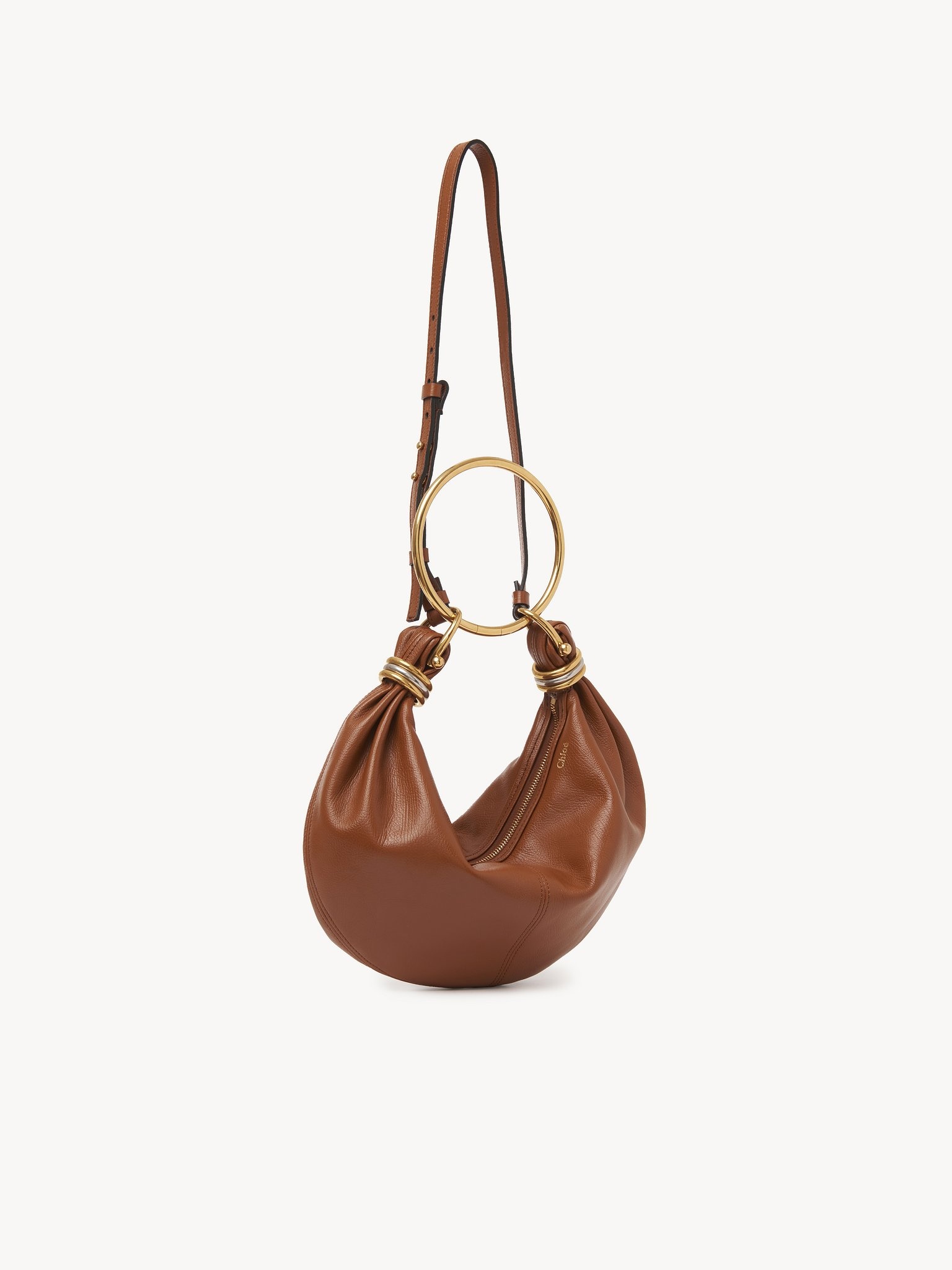 SMALL BRACELET HOBO BAG IN GRAINED LEATHER - 3