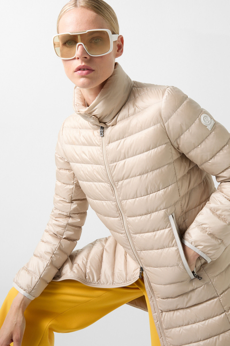 Thalia Lightweight down parka in Sand 4