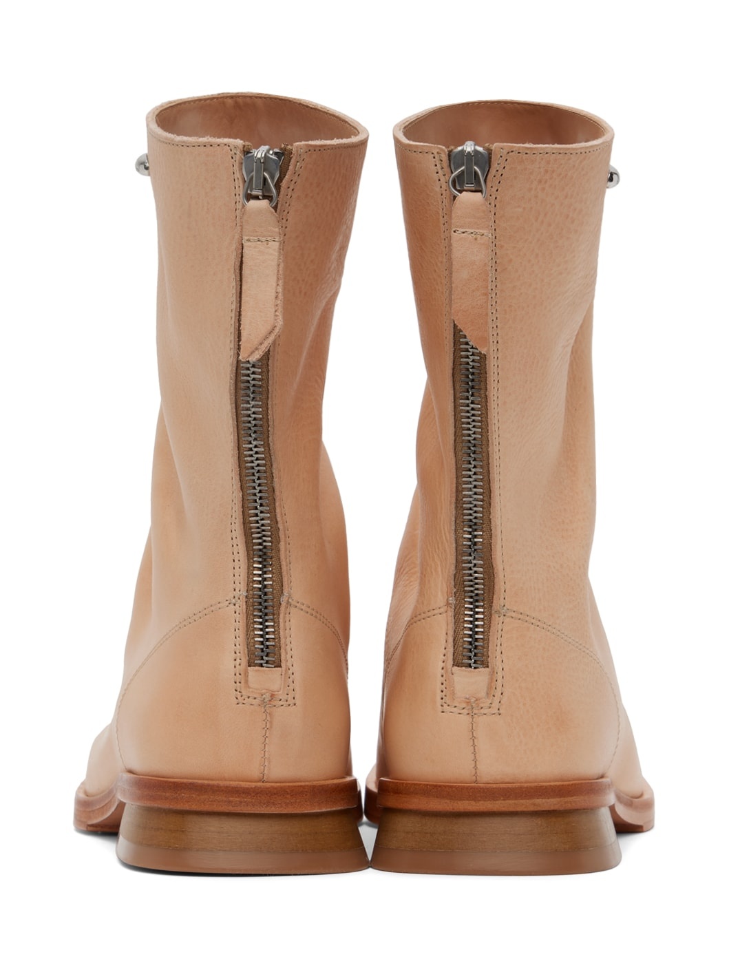 Beige Blunt Boots - 2
