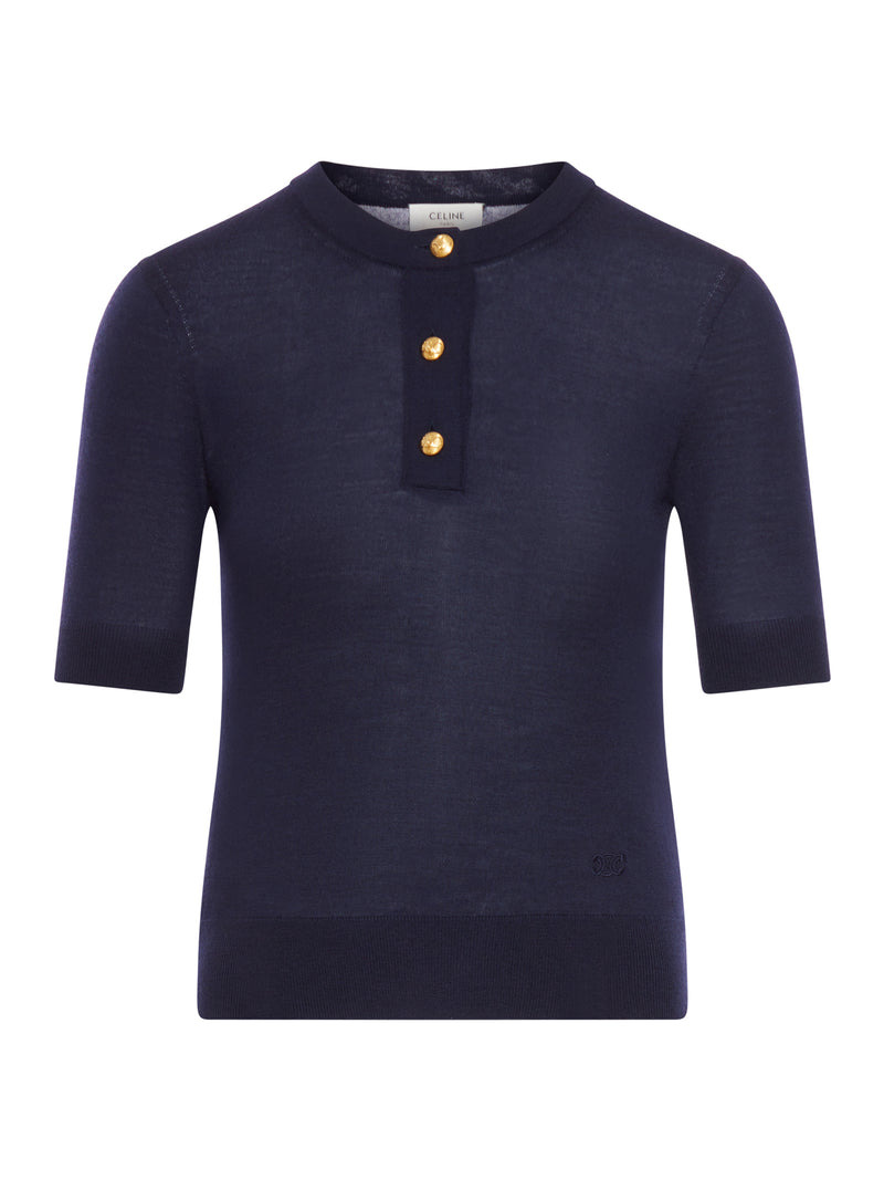 Celine Women Triomphe Crew Neck Sweater In Fine Wool - 1