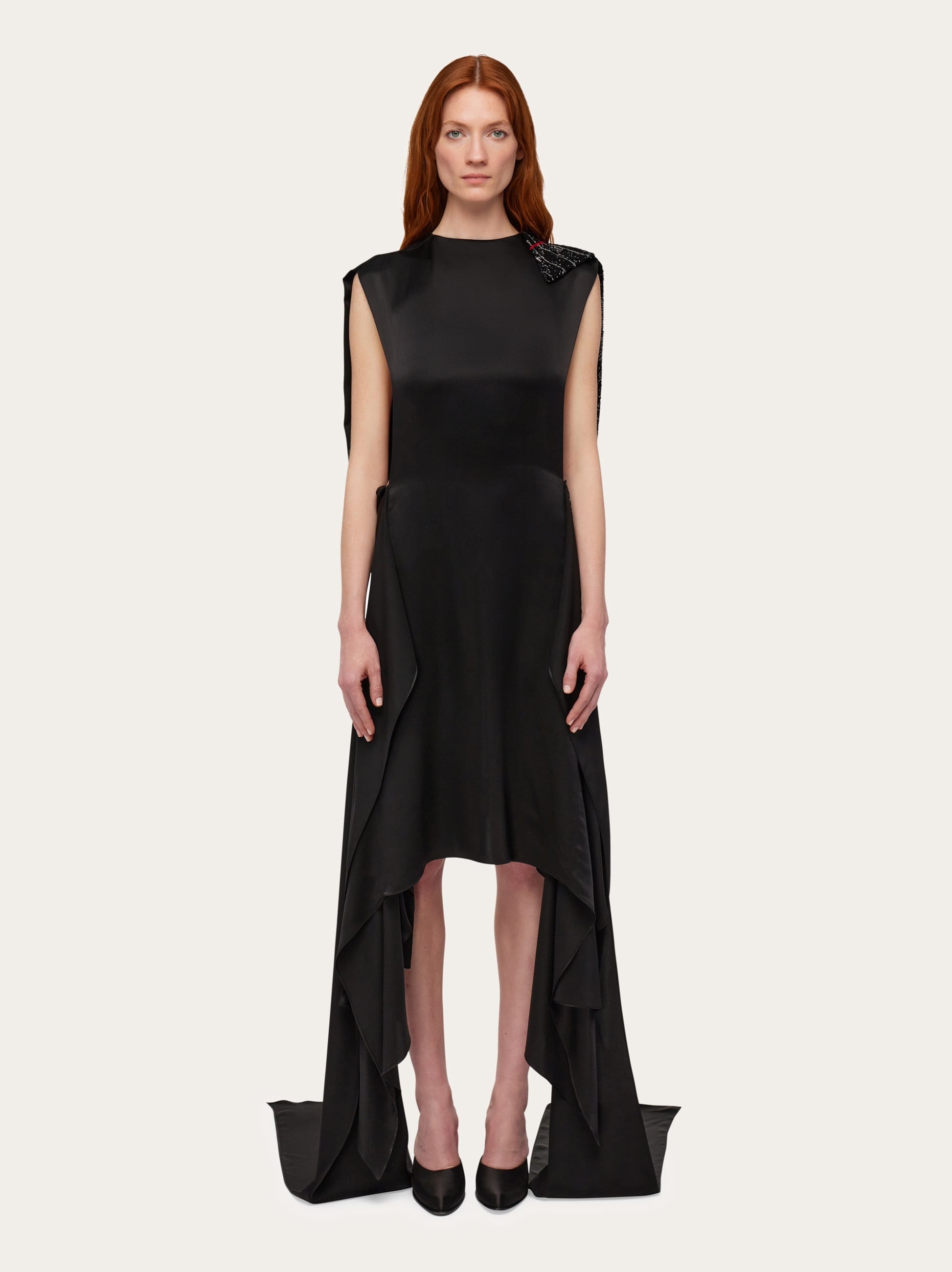 Satin dress with side tails - 2