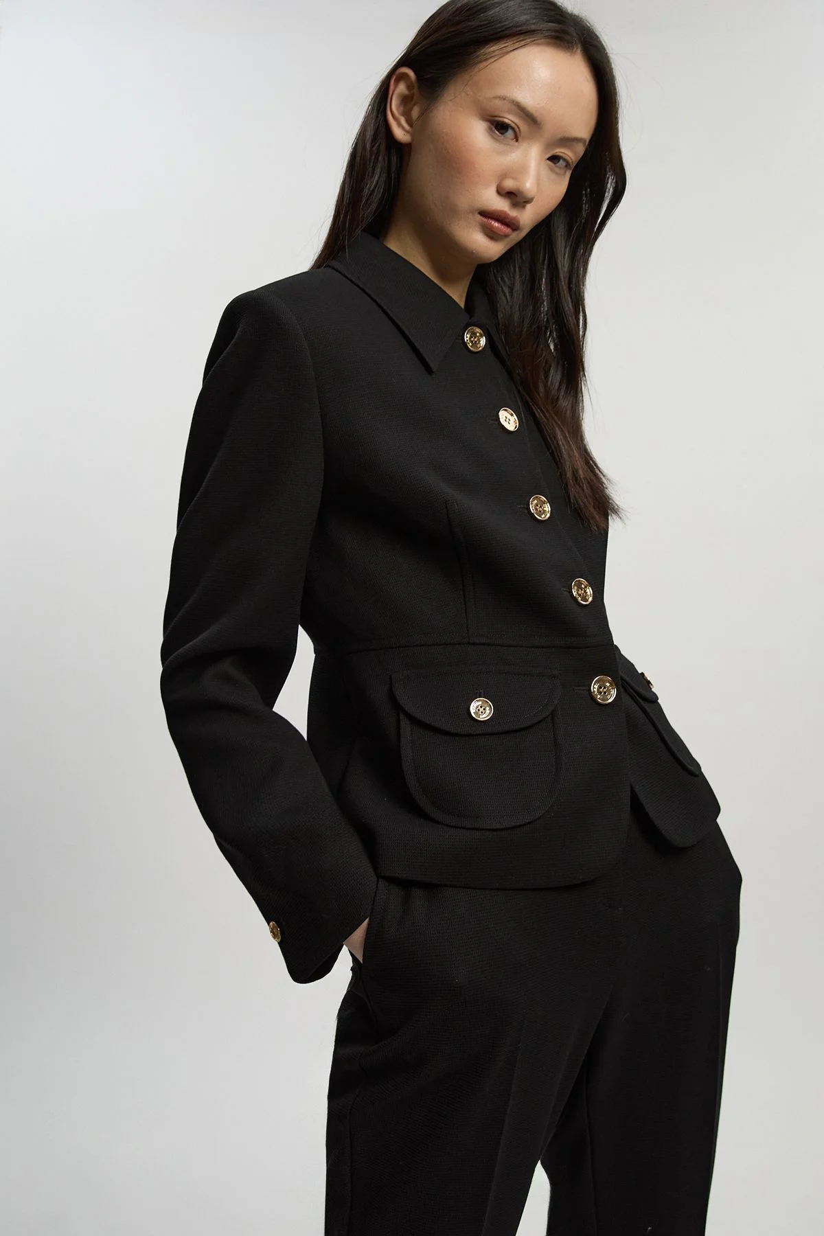 Textured Compact Stretch Tailored Jacket - 1