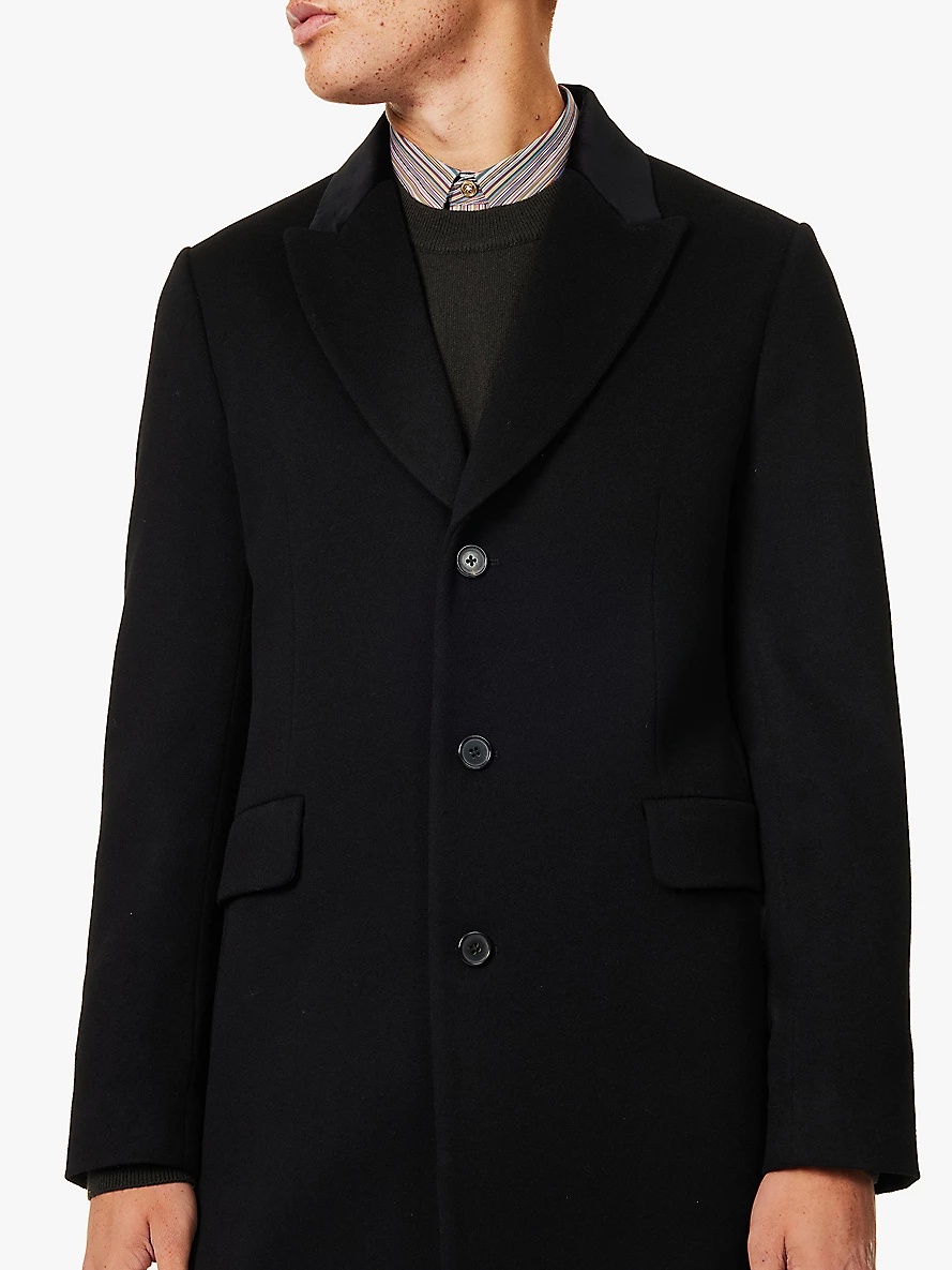 Tuxedo tailored-fir wool and cashmere-blend coat - 5