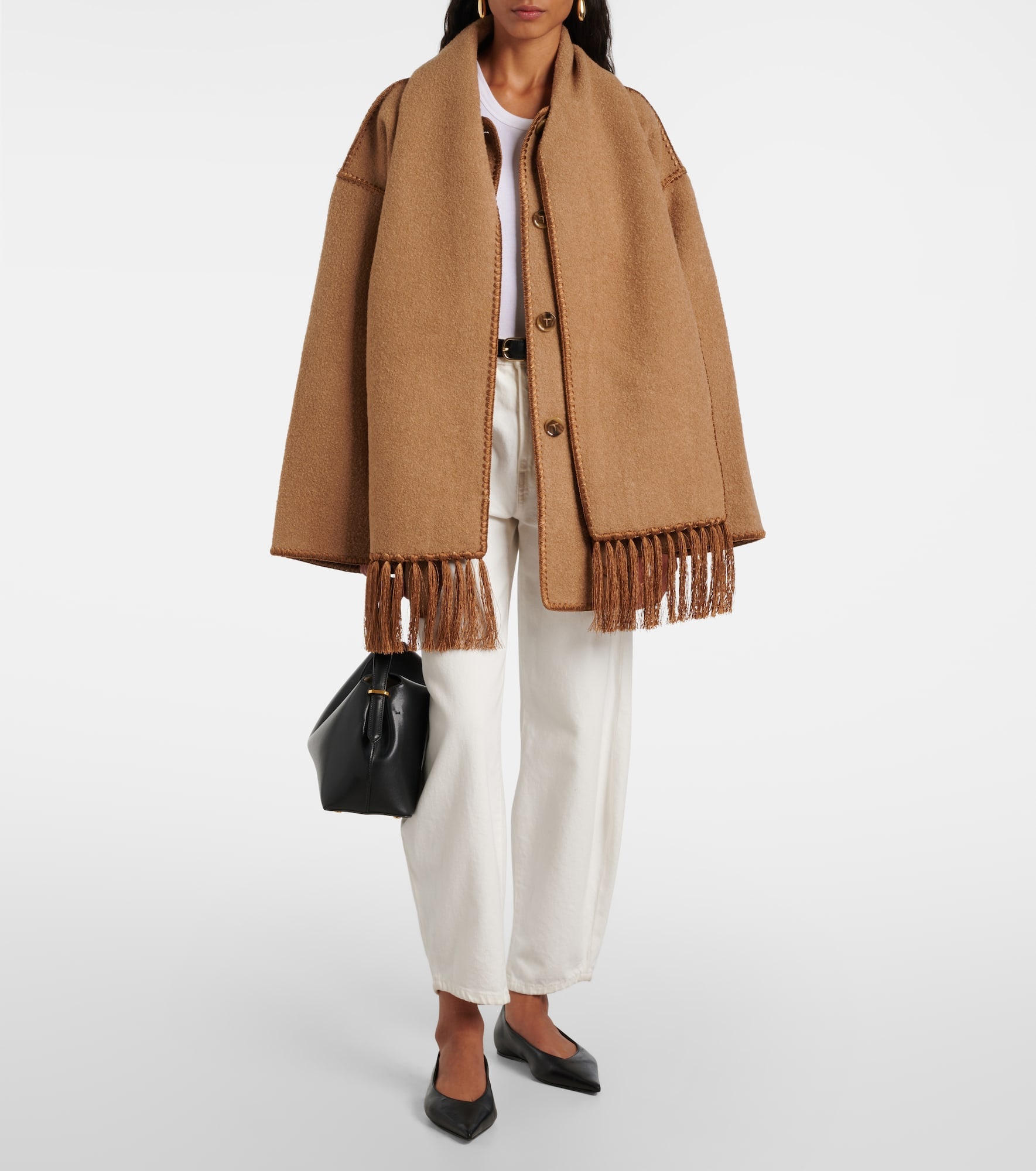 Embroidered wool-blend scarf jacket - 2