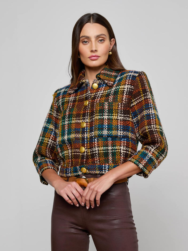 L'AGENCE Jia Cropped Tweed Jacket outlook