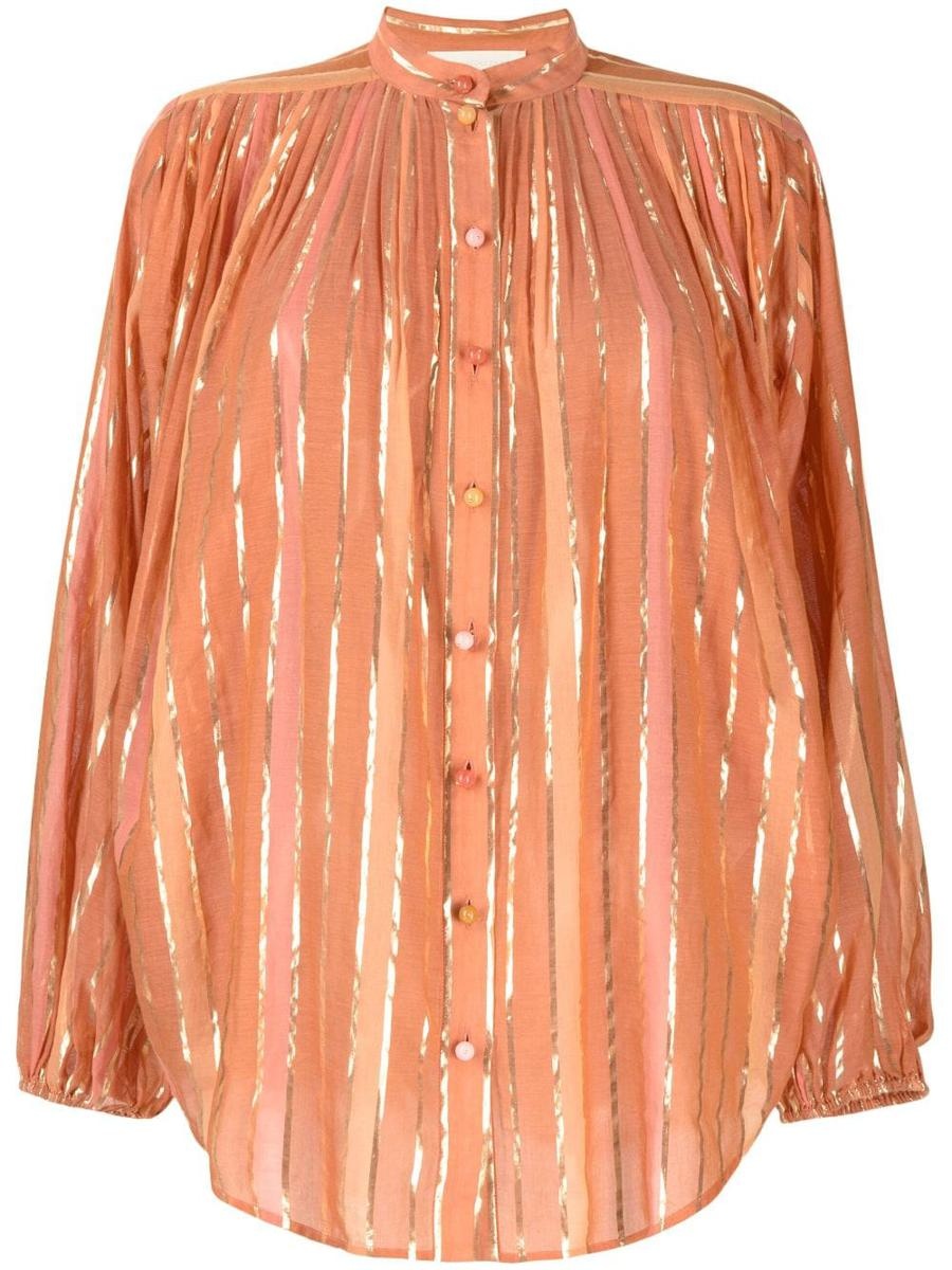 ZIMMERMANN STRIPED COTTON BILLOW BLOUSE - 1