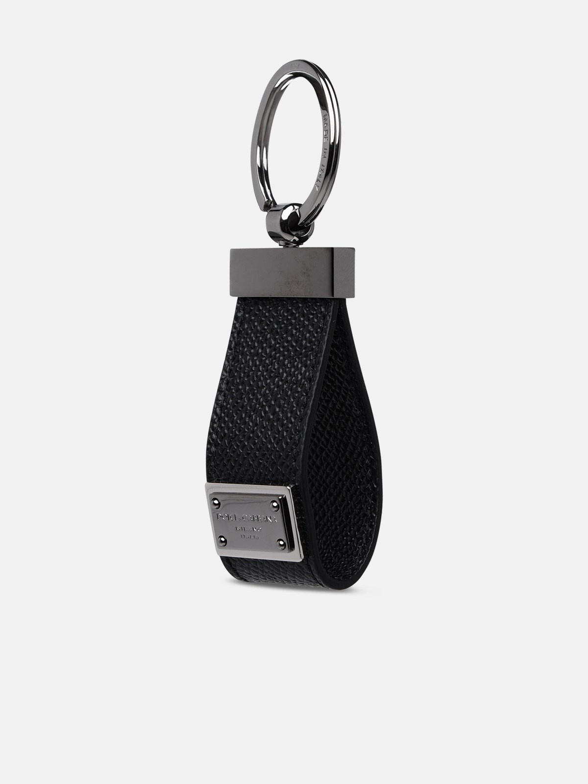 BLACK LEATHER DAUPHINE KEYRING - 2