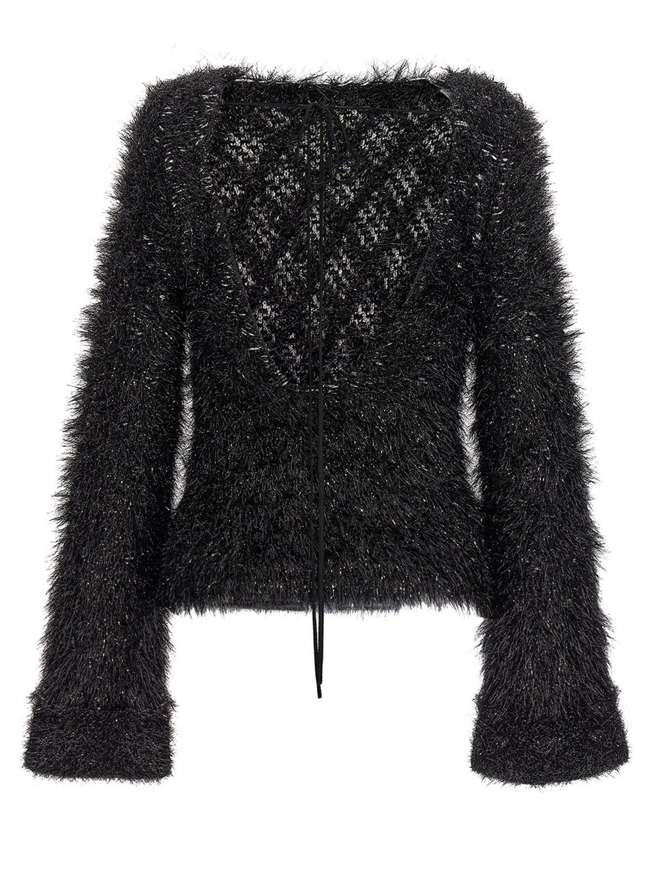 Cut-Out Lurex Sweater Sweater, Cardigans Black - 2