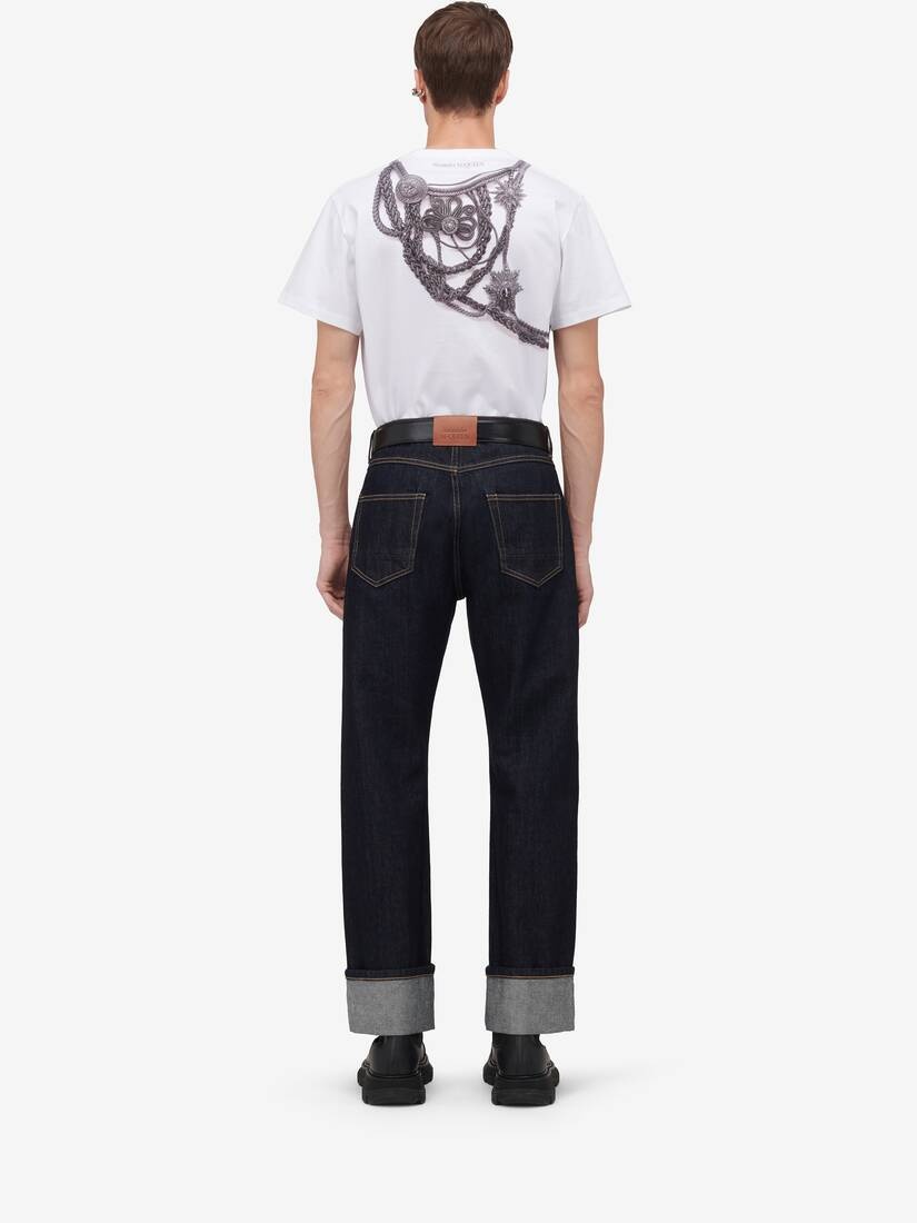 Men's Trompe-l'œil Harness T-shirt in White/grey - 4