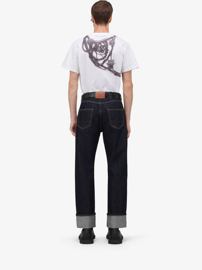 Men's Trompe-l'œil Harness T-shirt in White/grey 4