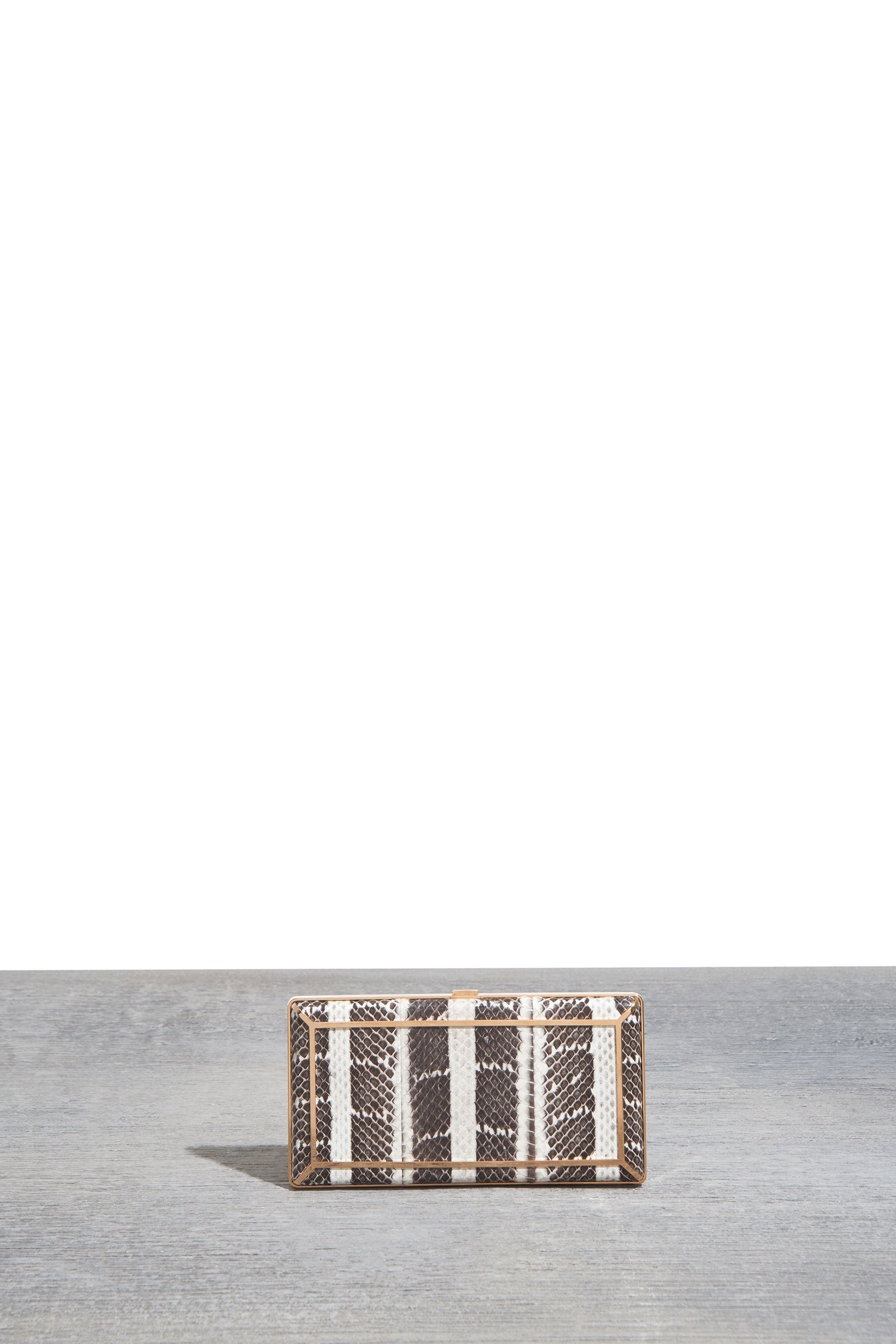 Callas Clutch in Black & White Snakeskin - 1