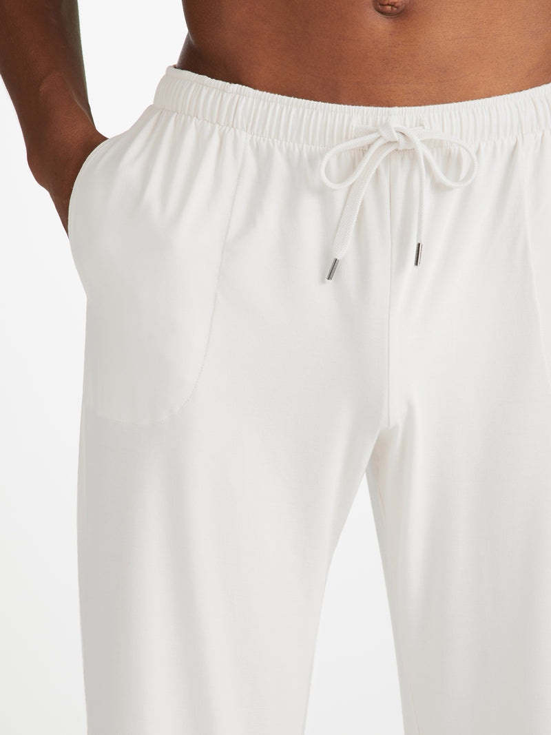 Men's Lounge Trousers Basel Micro Modal Stretch White - 4