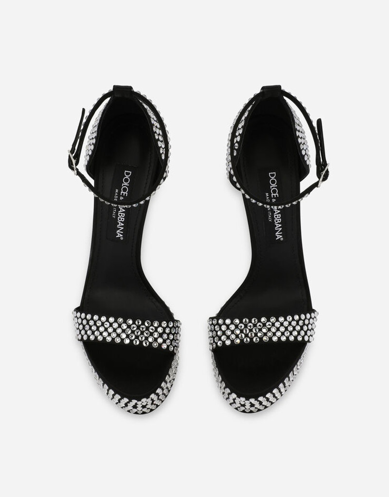 Satin platform sandals with fusible rhinestones 4