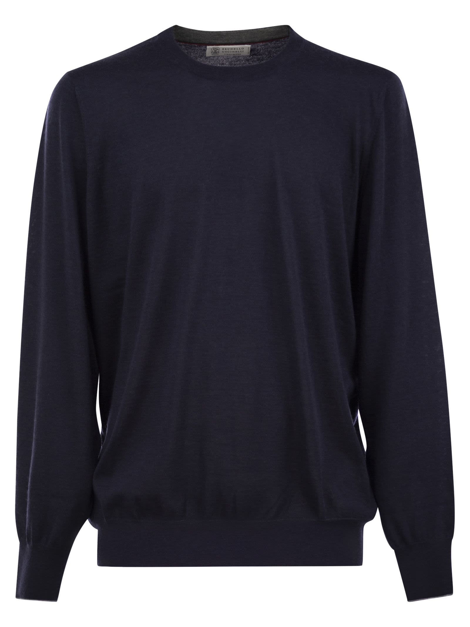 Brunello Cucinelli Men Crew-Neck Sweater In Virgin Wool And Cashmere - 1