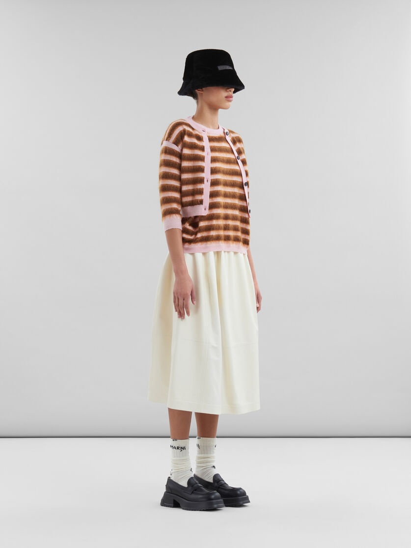 PINK STRIPED WOOL-MOHAIR CARDIGAN - 5