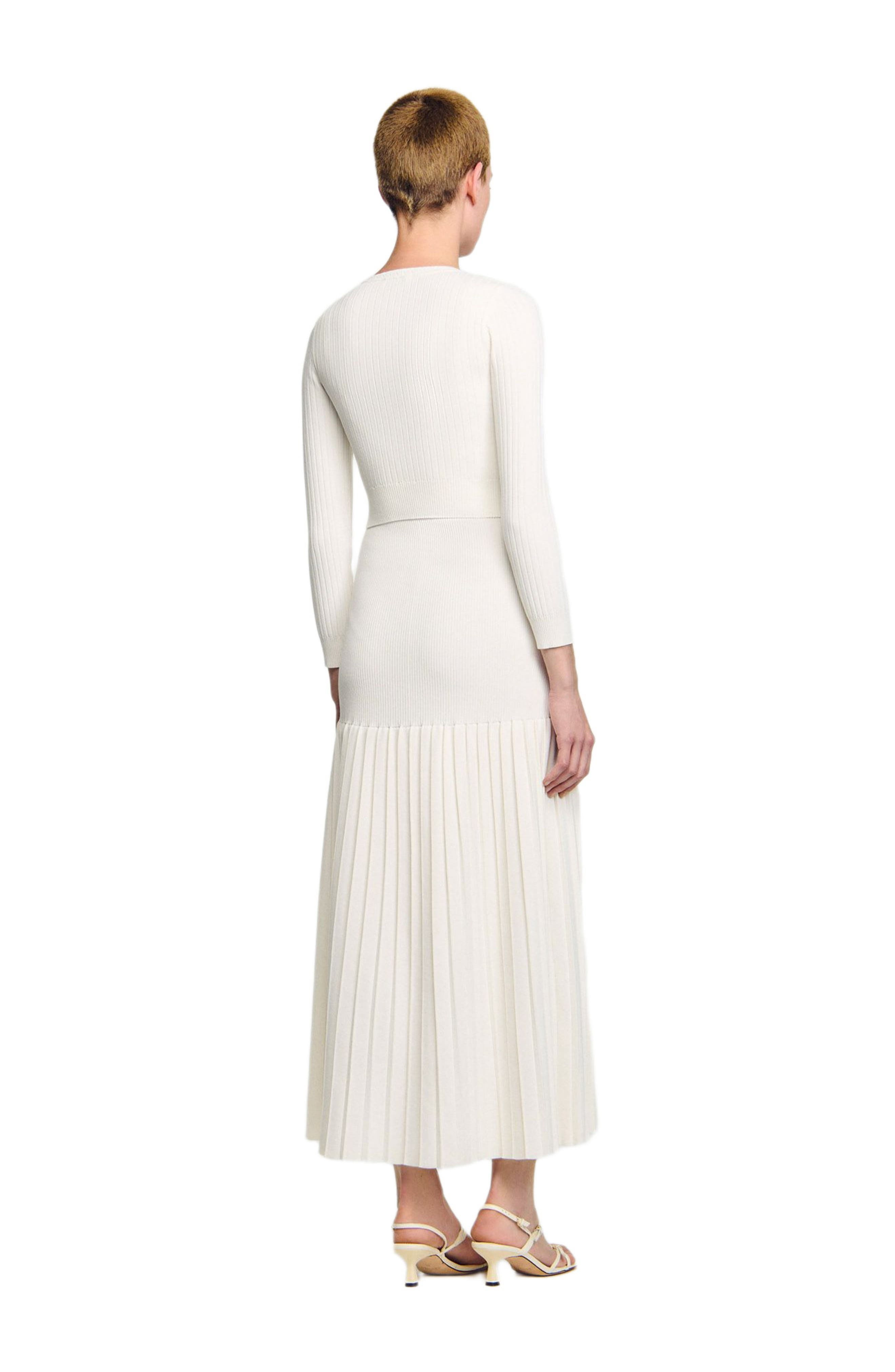 SANDRO Cropped rib knit cardigan in Ecru at Nordstrom - 2