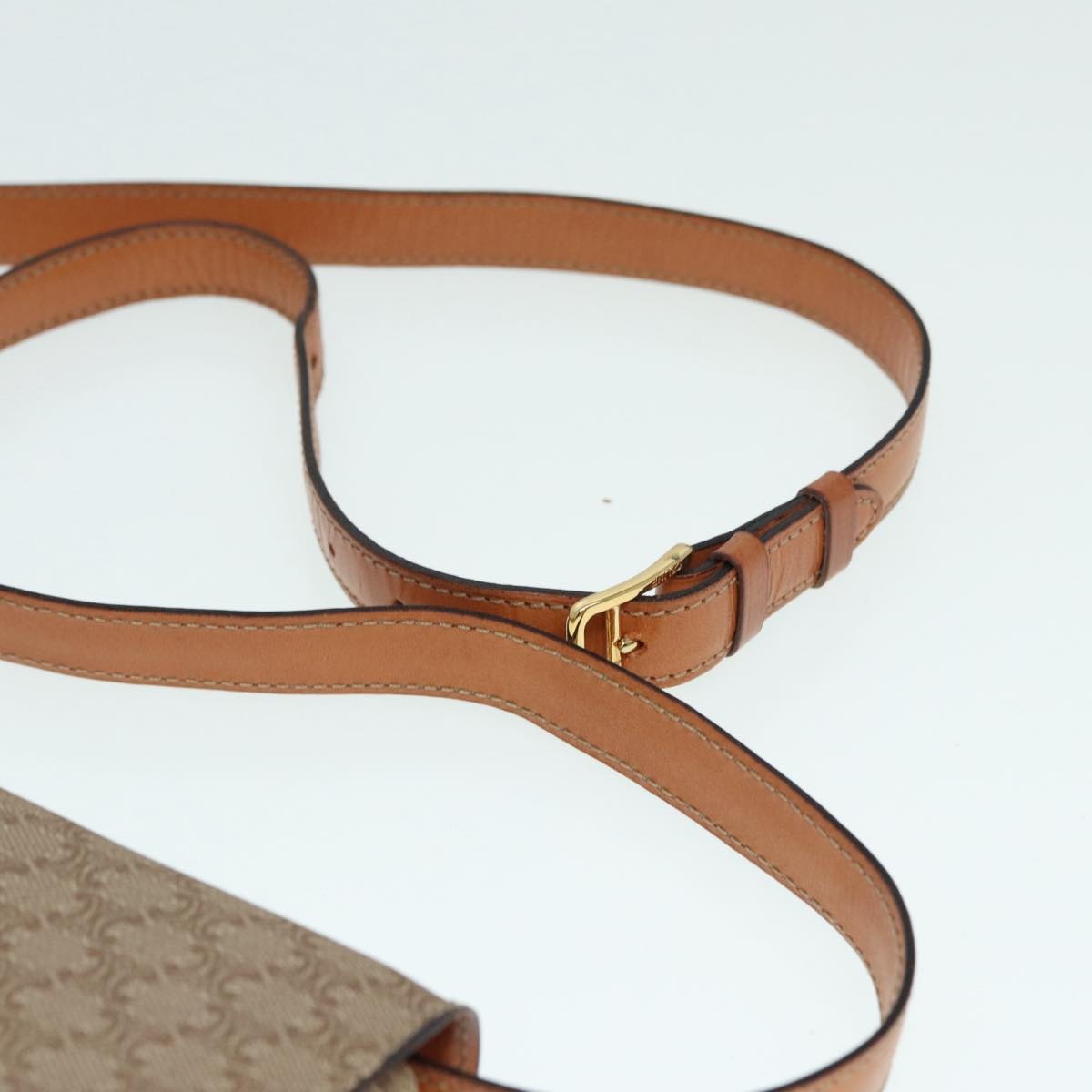 CELINE Macadam Canvas Shoulder Bag Beige Gold - 8