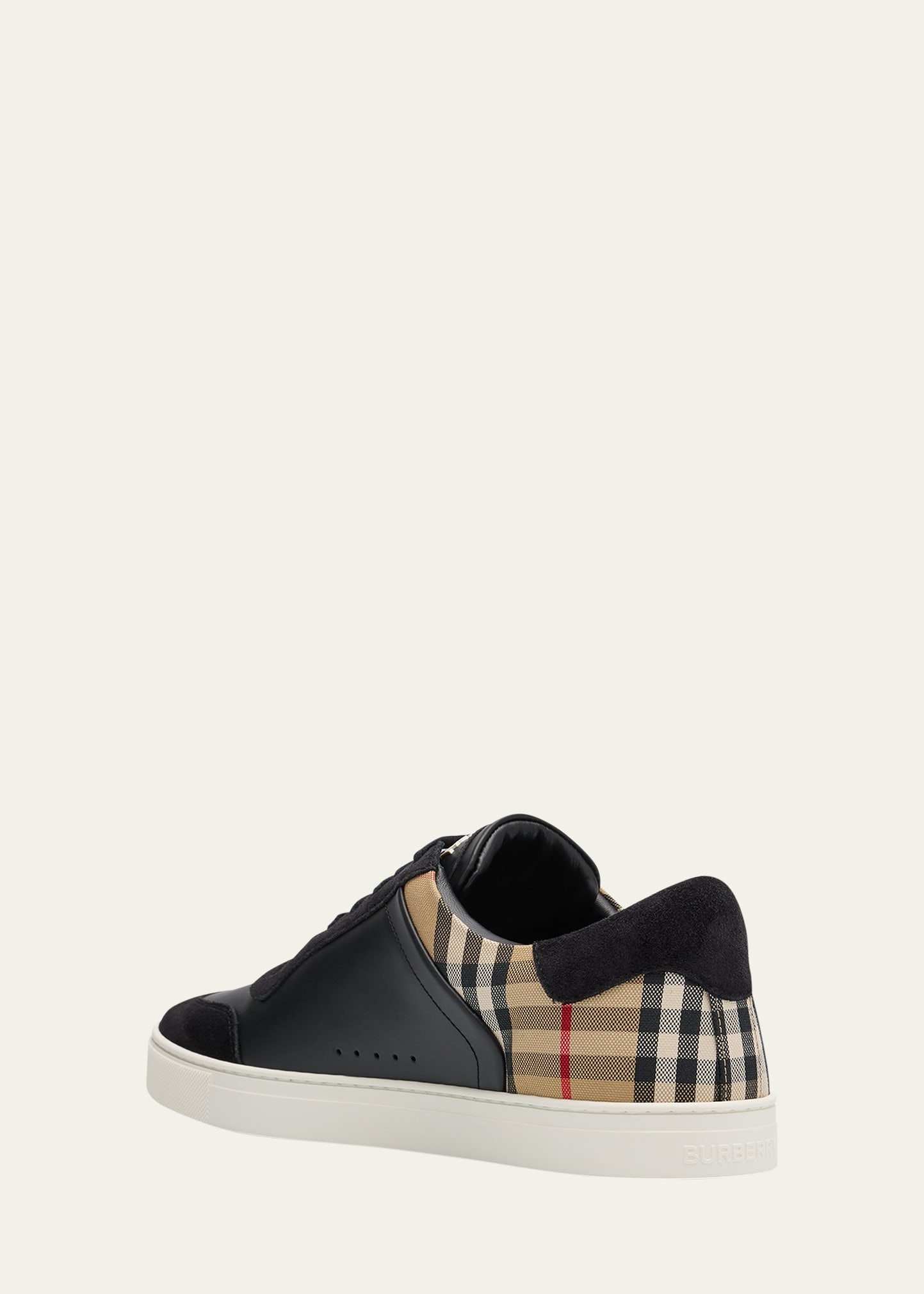 Men's Stevie Leather and Check Low-Top Sneakers - 4