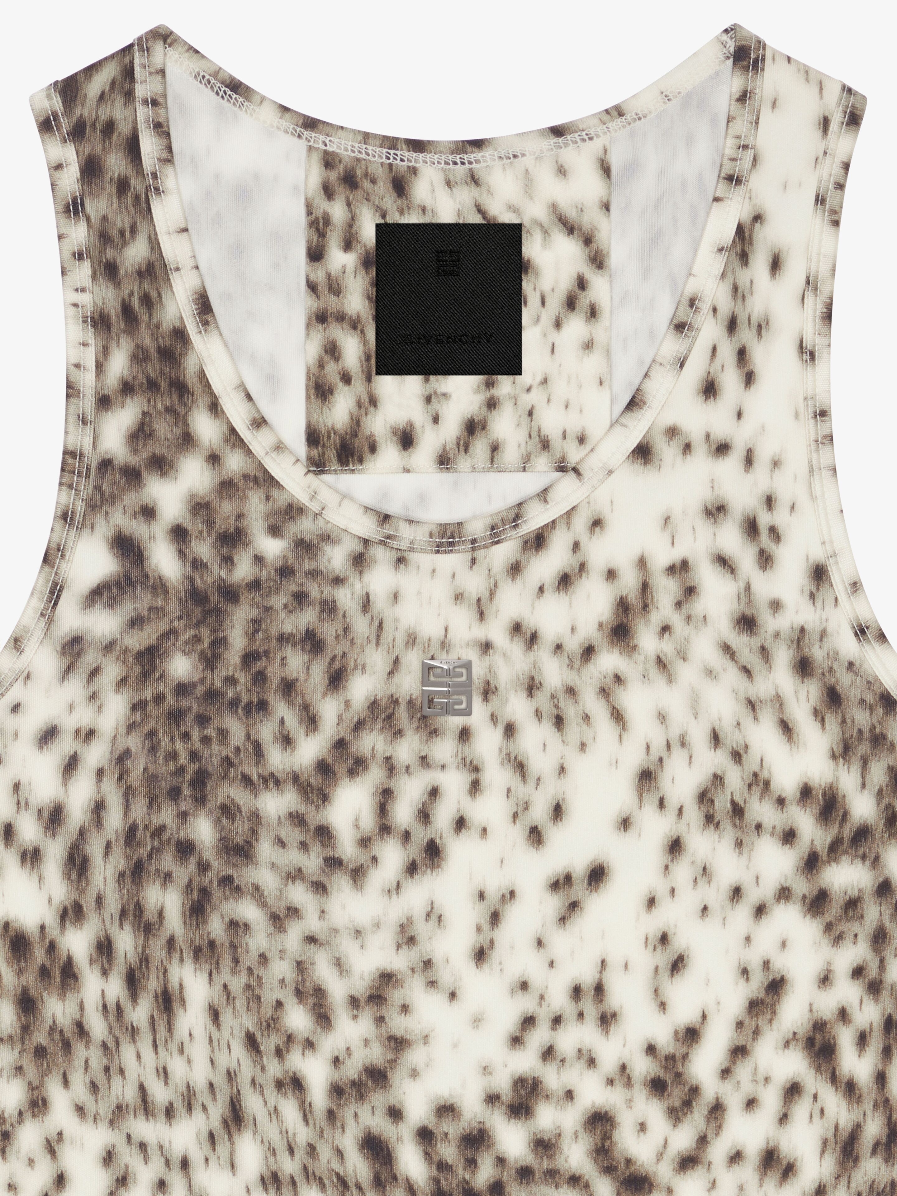 SLIM FIT TANK TOP IN JERSEY WITH SNOW LEOPARD PRINT - 5